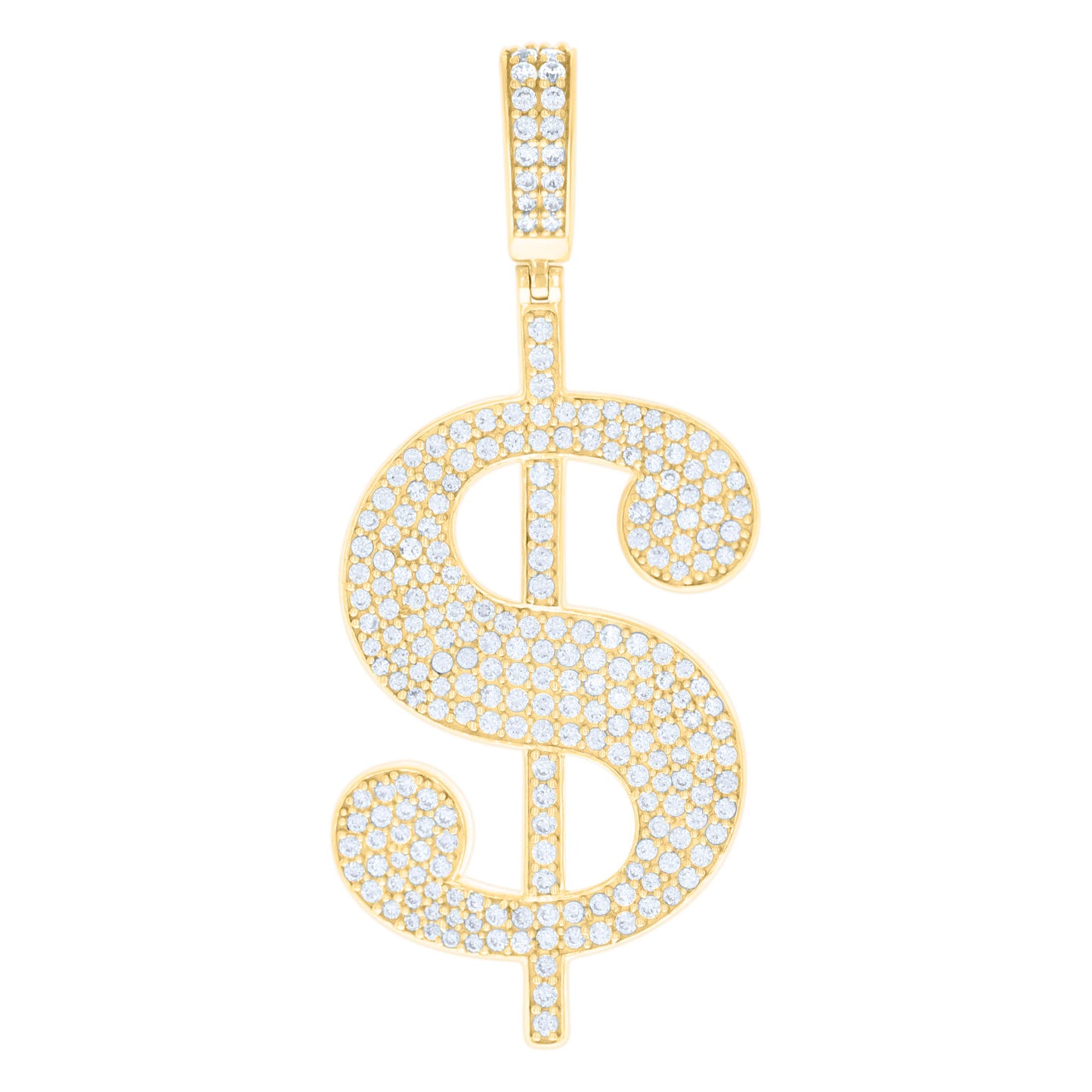 10k Yellow Gold Mens Cubic Zirconia Dollar Symbol Currency Charm Pendant