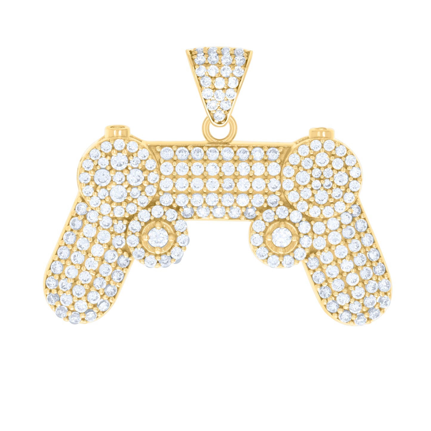 10k Yellow Gold Mens Cubic Zirconia Game Console Fashion Charm Pendant