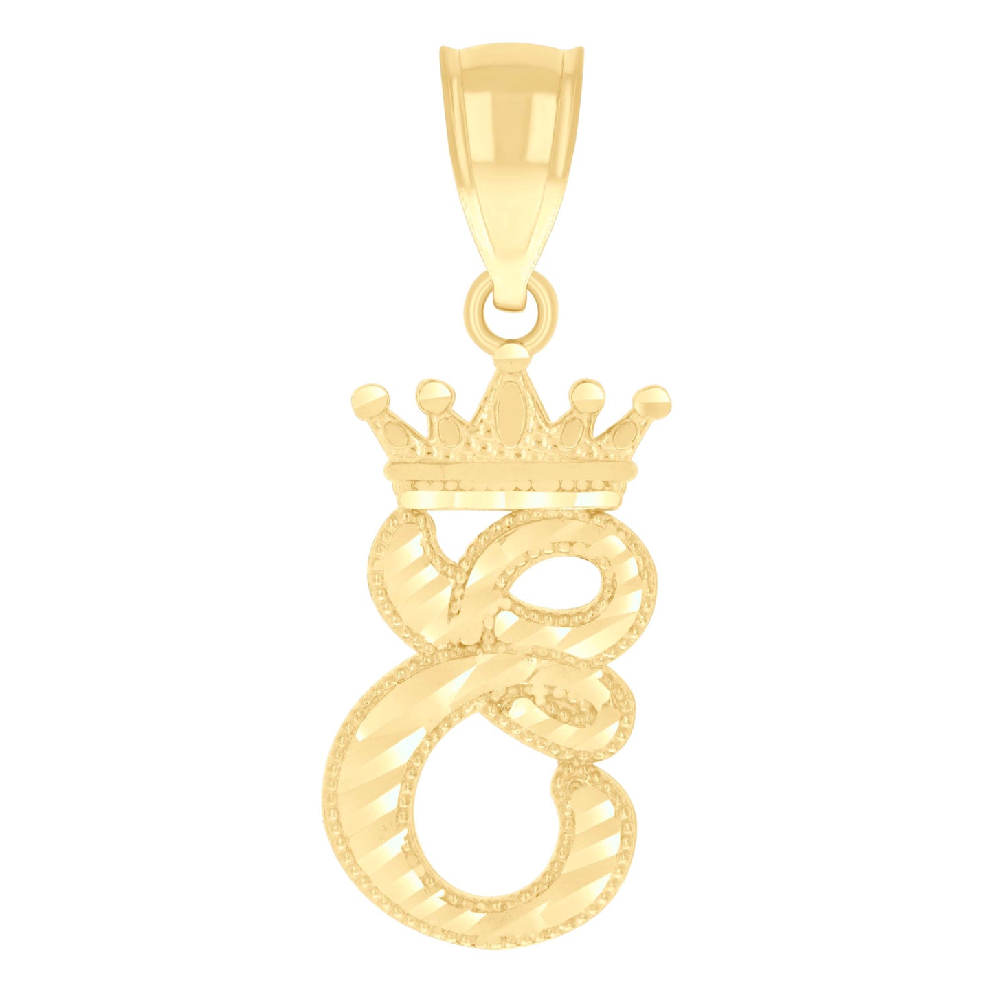 10k Yellow Gold Unisex Crown E Alphabet Initial Charm Pendant