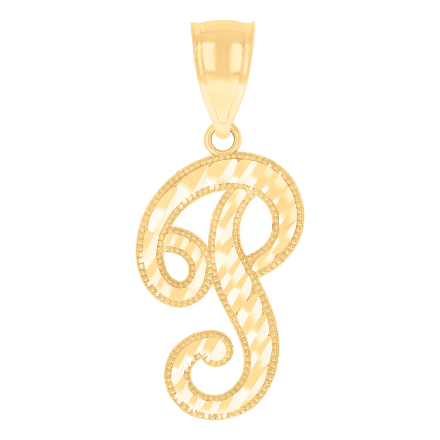10k Yellow Gold Unisex Initial P Script Alphabet Charm Pendant