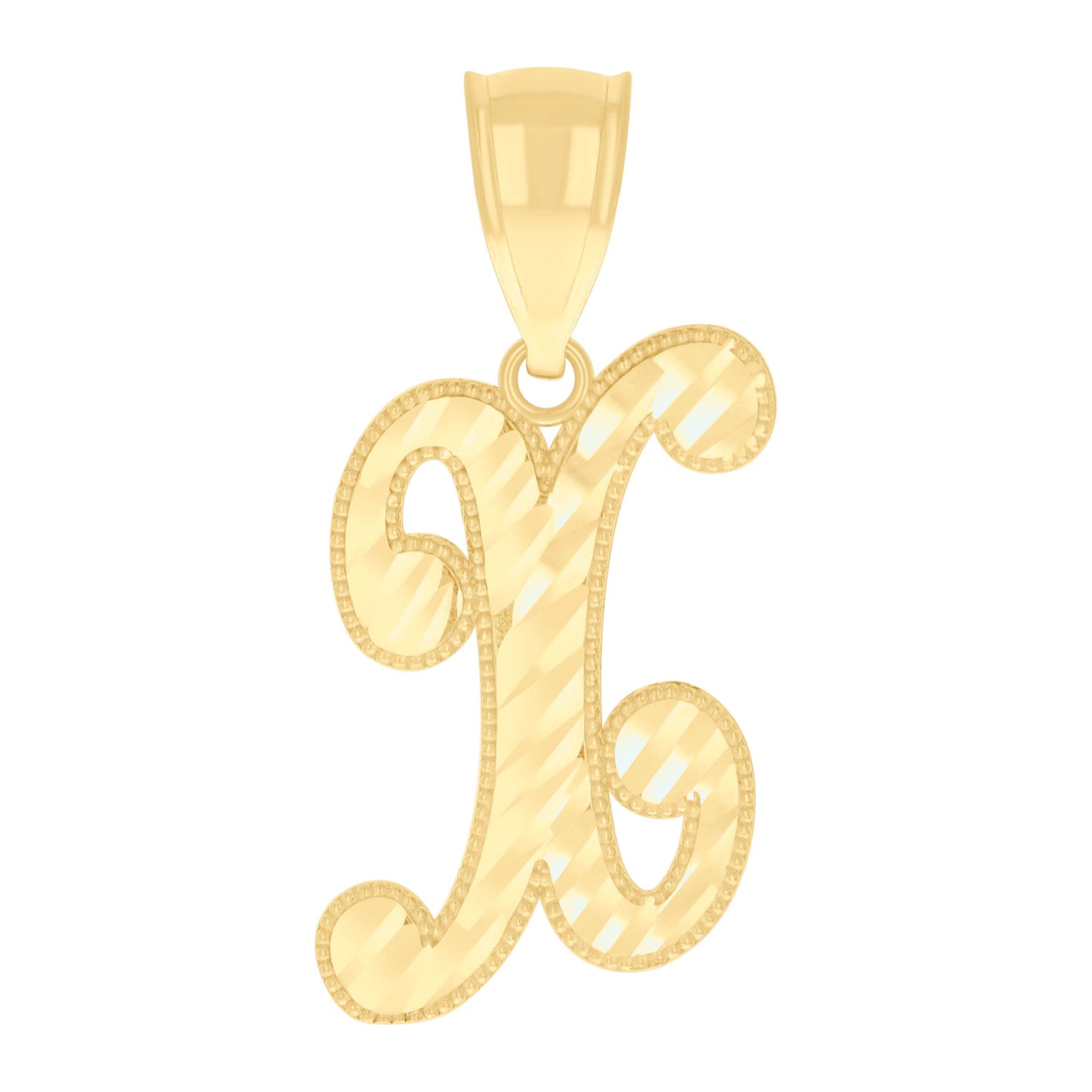 10k Yellow Gold Unisex Crown X Alphabet Initial Charm Pendant