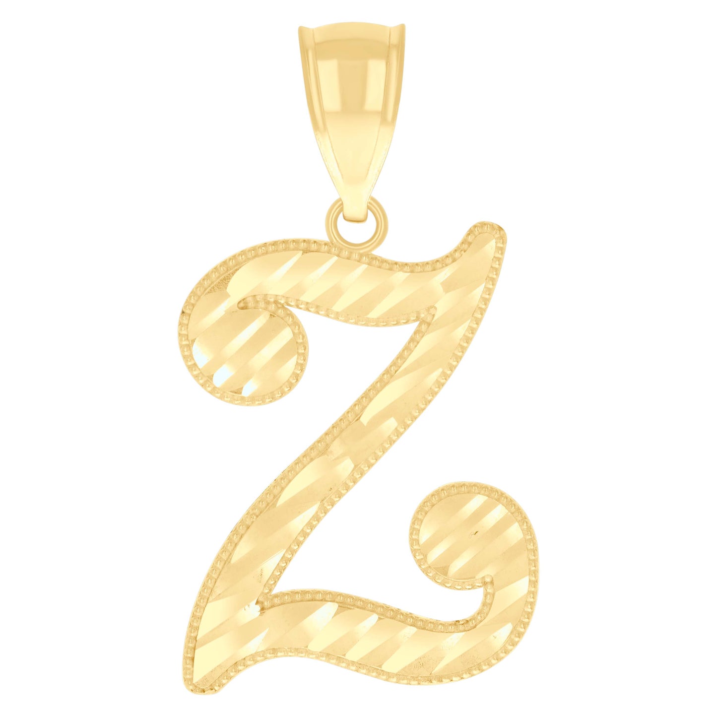 10k Yellow Gold Unisex Z Alphabet Initials Charm Pendant