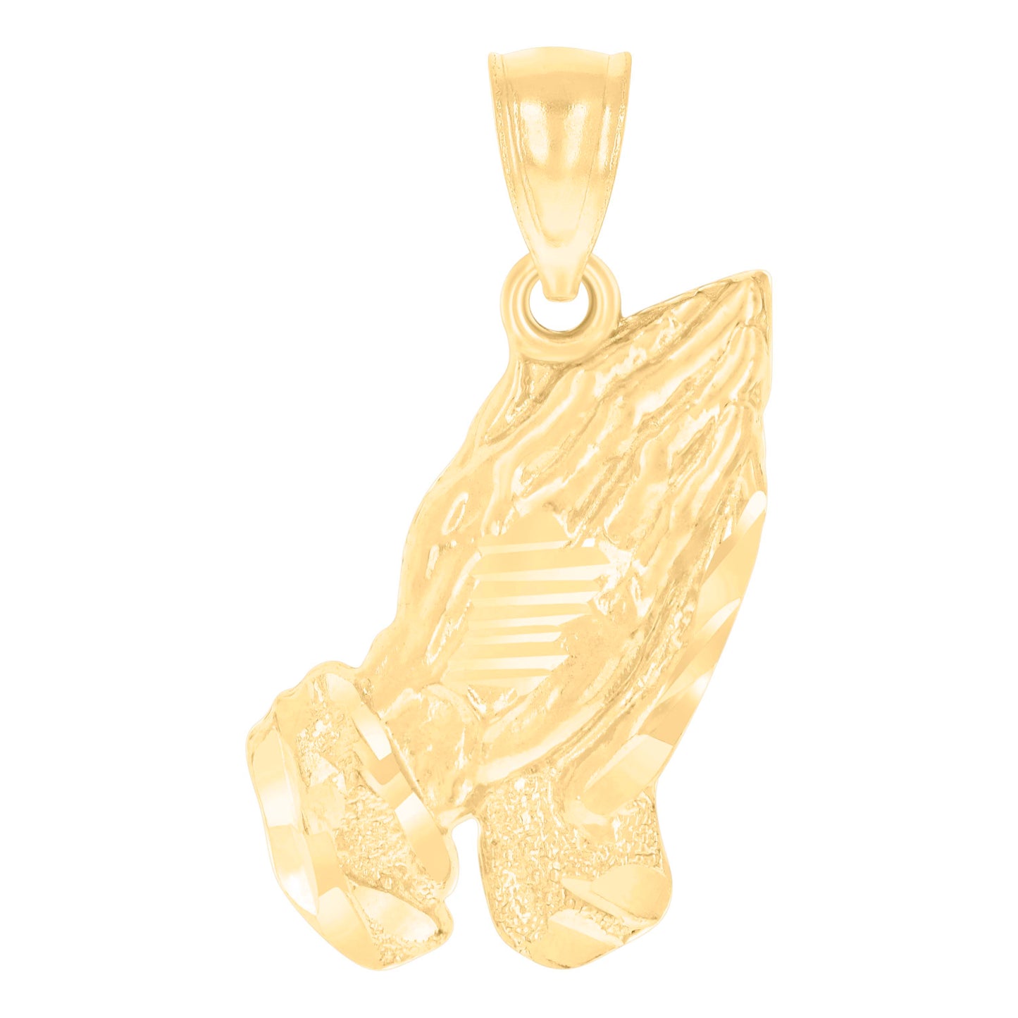 10kt Yellow Gold Unisex Praying Hands Symbol Religious Charm Pendant