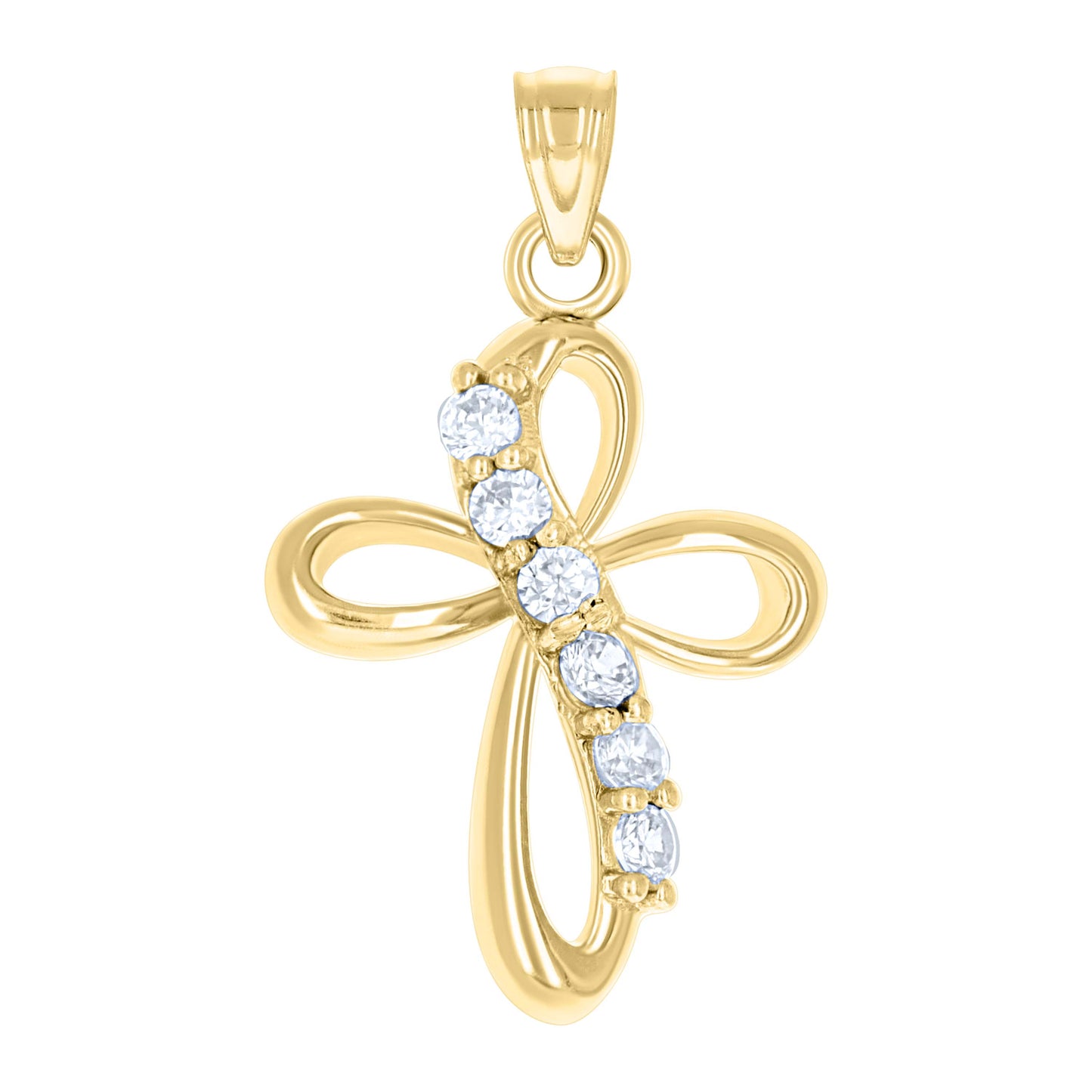 10kt Two-Tone Gold Unisex Cubic Zirconia Cubic-Zirconia Cross Religious Charm Pendant