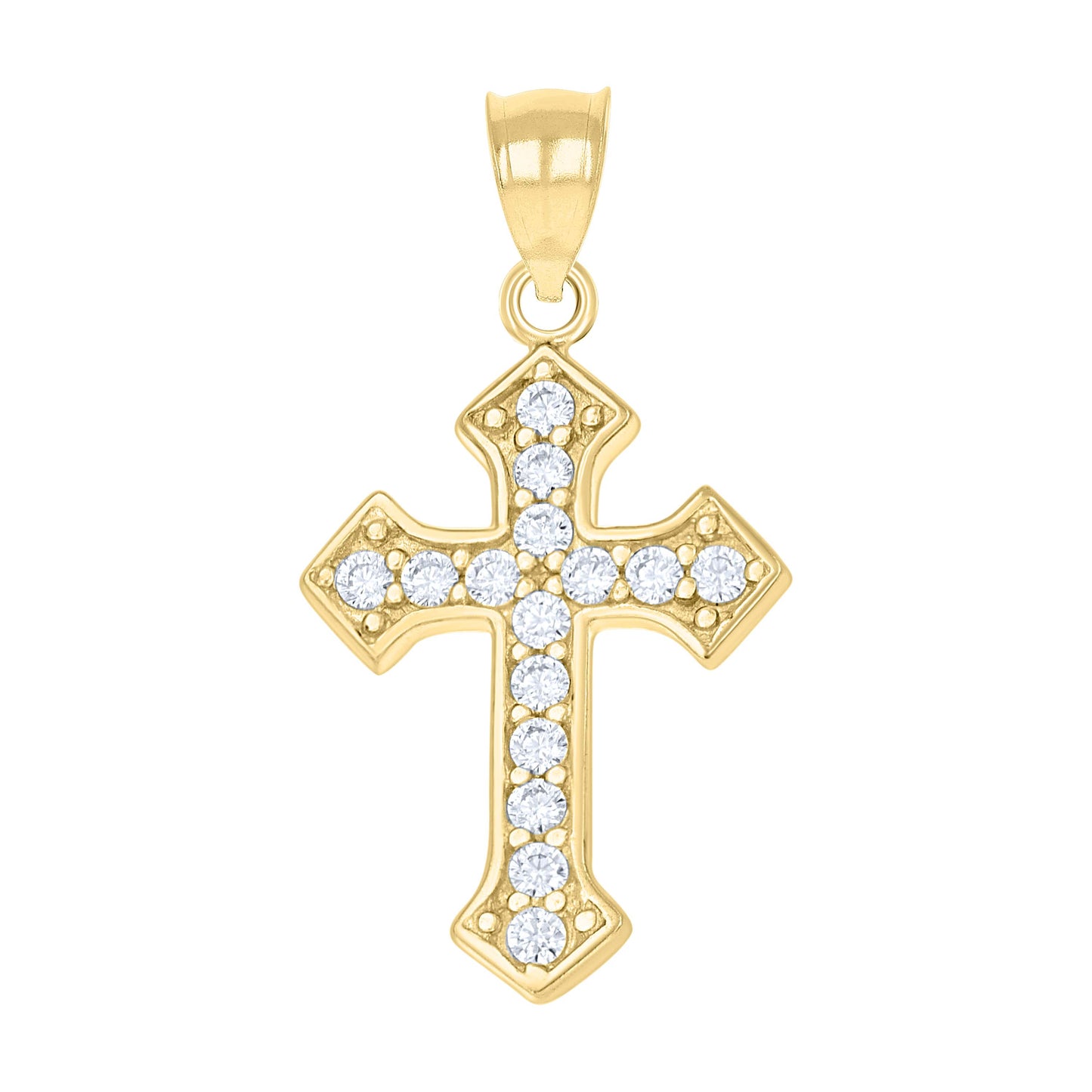 10kt Yellow Gold Cubic-Zirconia Unisex Cross Religious Charm Pendant