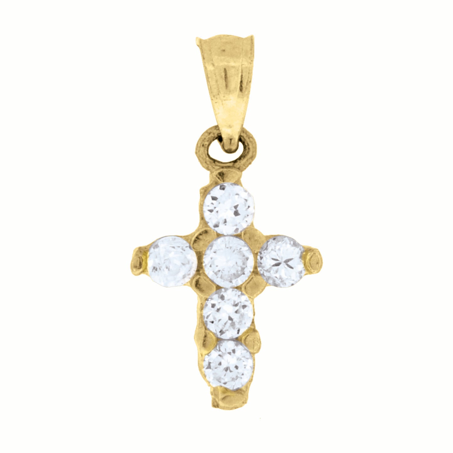 10kt Yellow Gold Womens Round Cubic Zirconia Cubic-Zirconia Cross Pendant