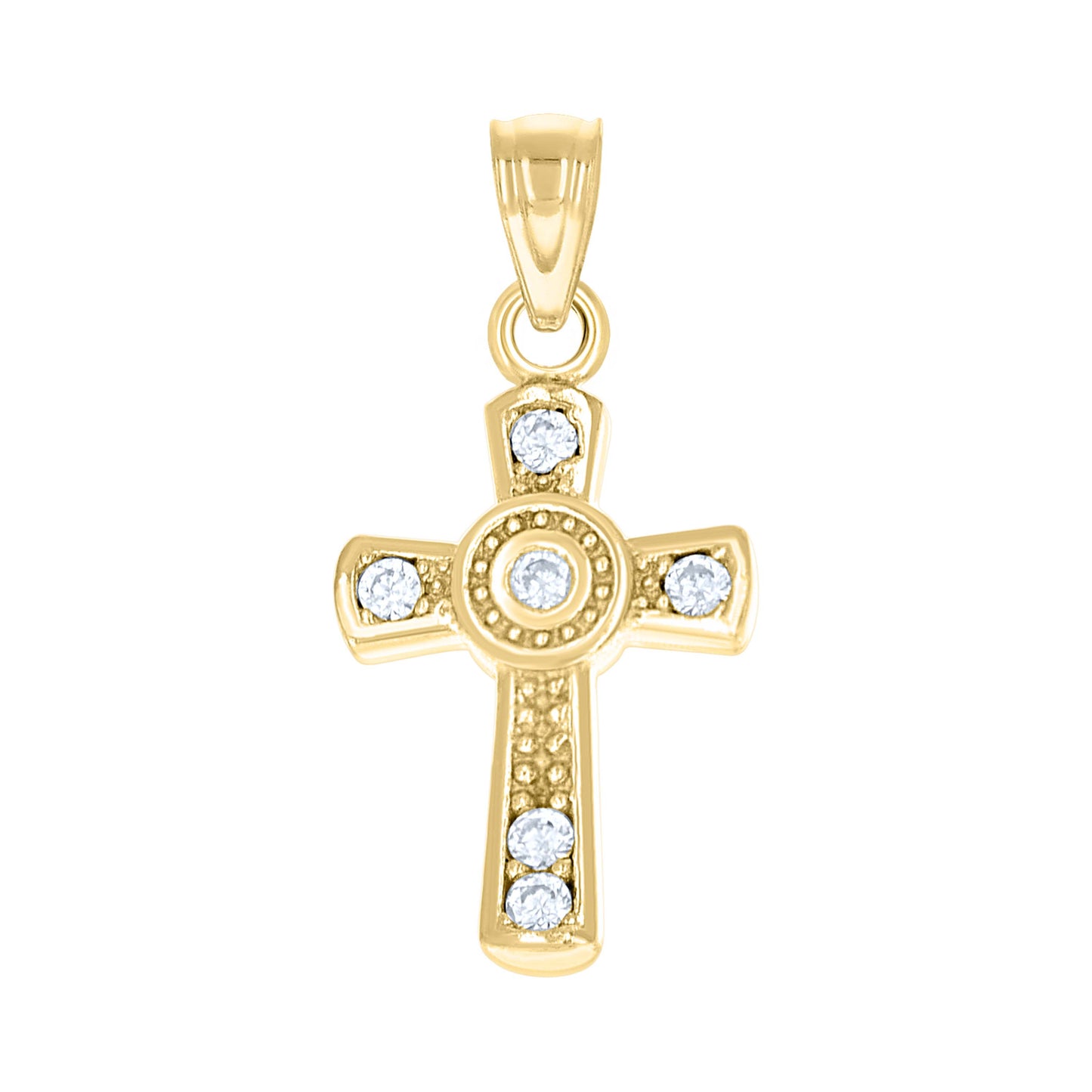 10kt Yellow Gold Womens Round Cubic Zirconia Cubic-Zirconia Cross Pendant