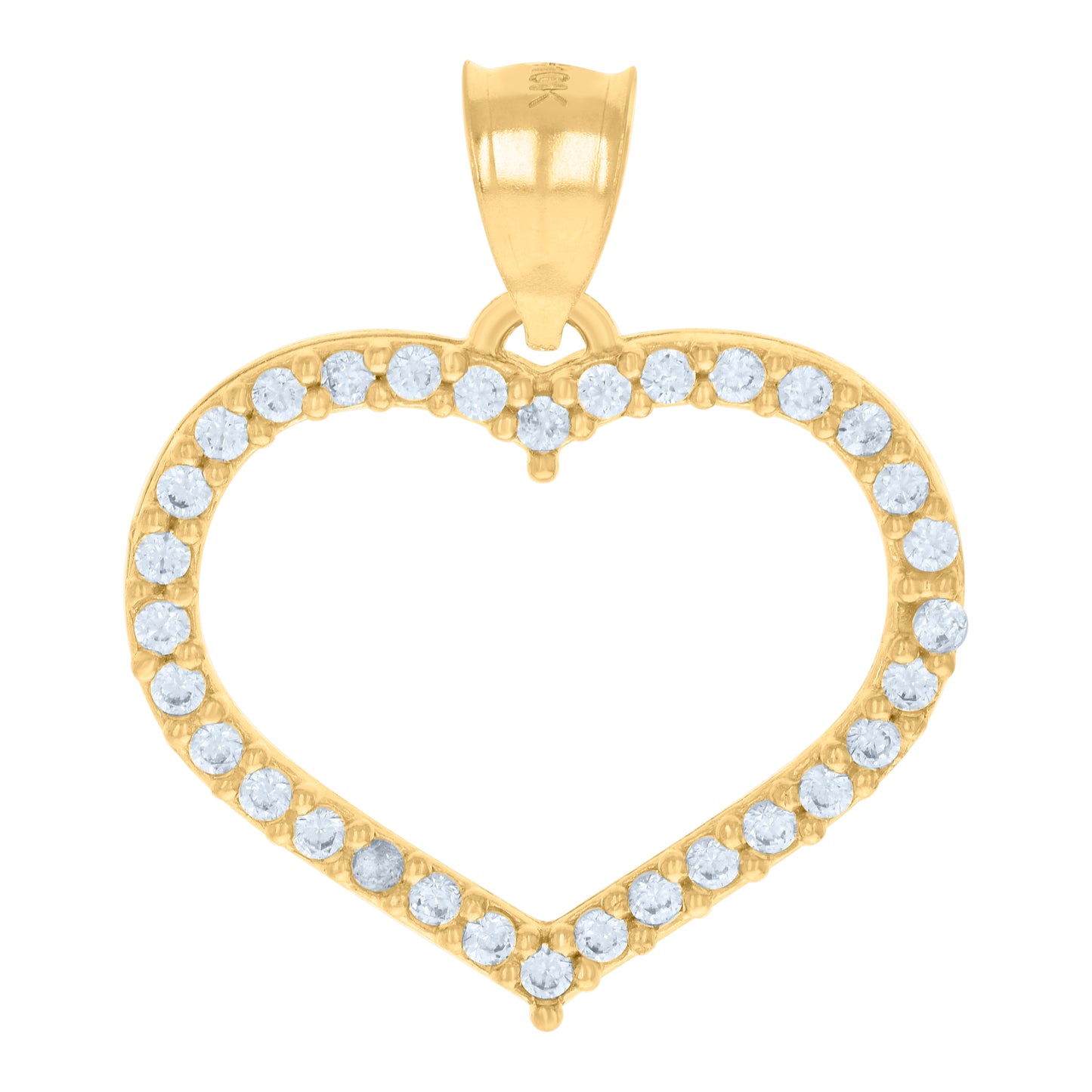 10k Yellow Gold Womens Cubic Zirconia Open Heart Charm Pendant