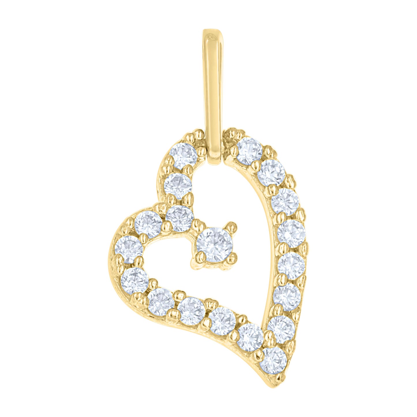 10k Yellow Gold Womens Cubic Zirconia Love Heart Charm Pendant
