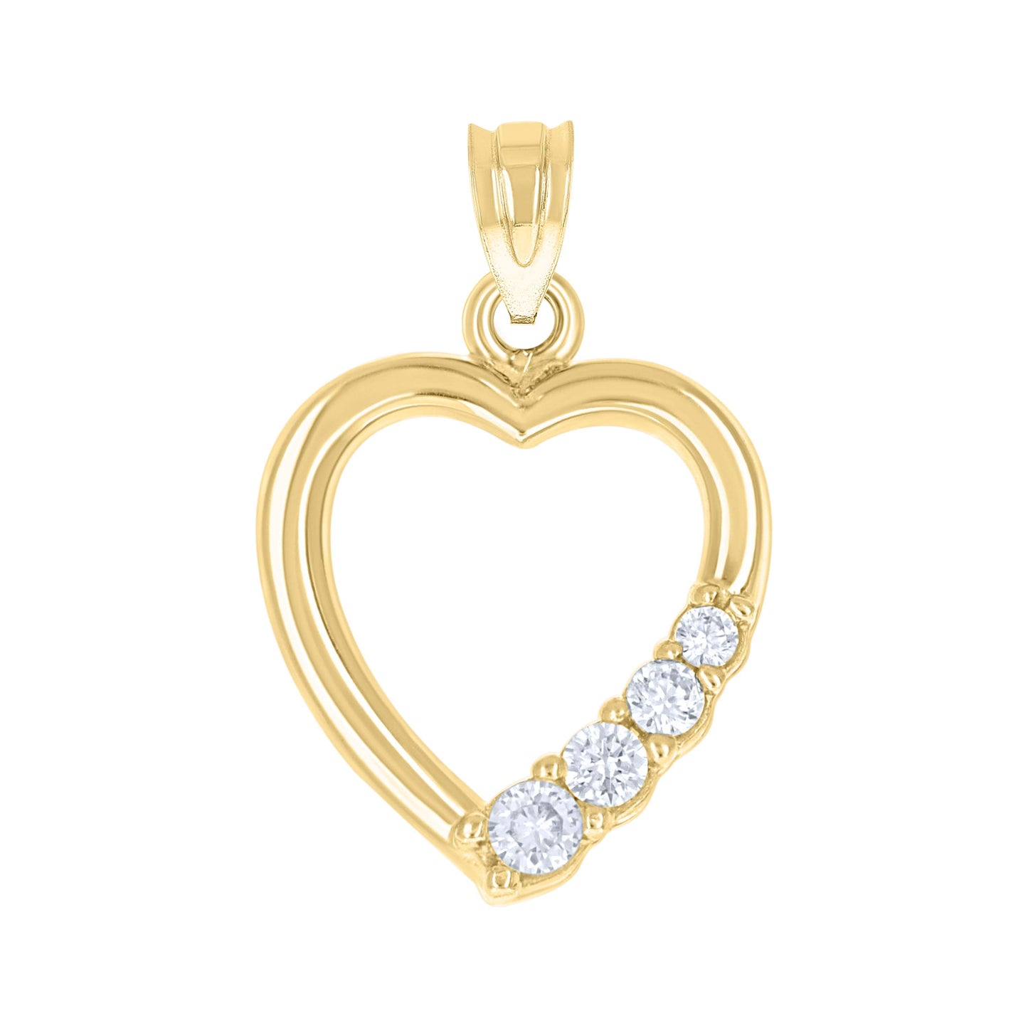 10k Two Tone Gold Cubic Zirconia Womens Heart Charm Pendant
