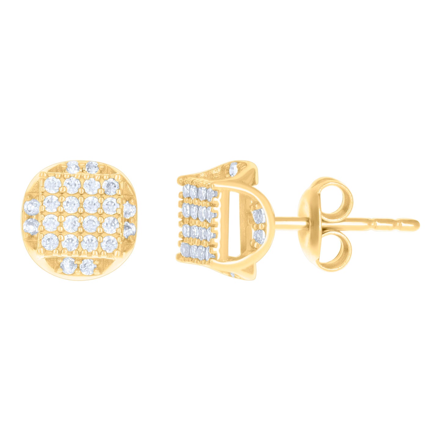 10k Yellow Gold Womens Cubic Zirconia Fashion Stud Earrings