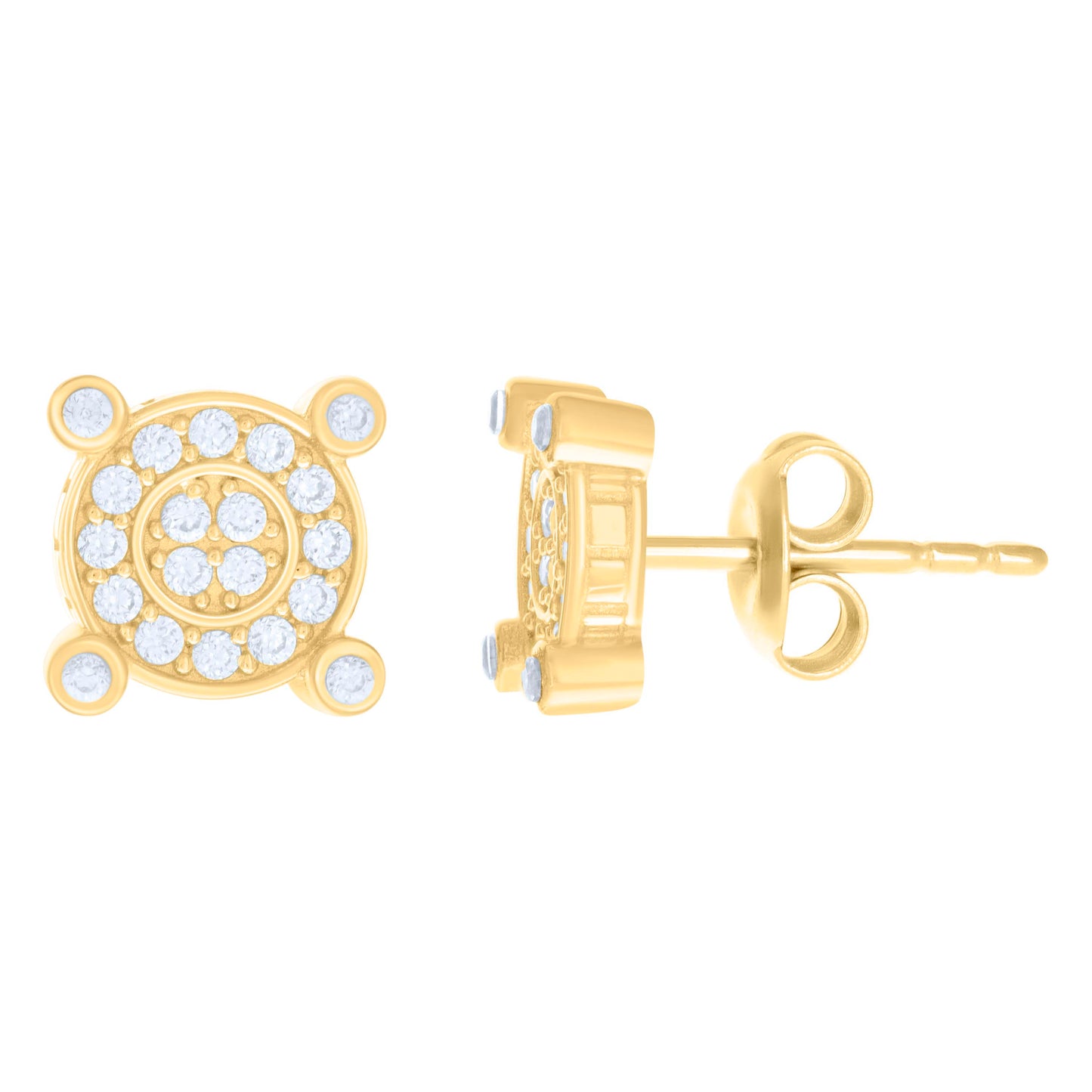 10k Yellow Gold Womens Cubic Zirconia Fashion Stud Earrings