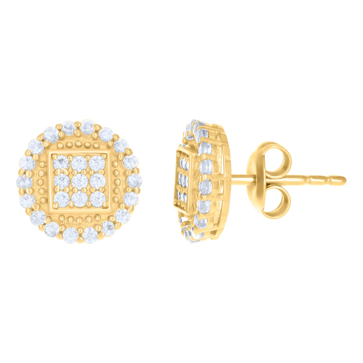 10k Yellow Gold Womens Cubic Zirconia Fashion Stud Earrings