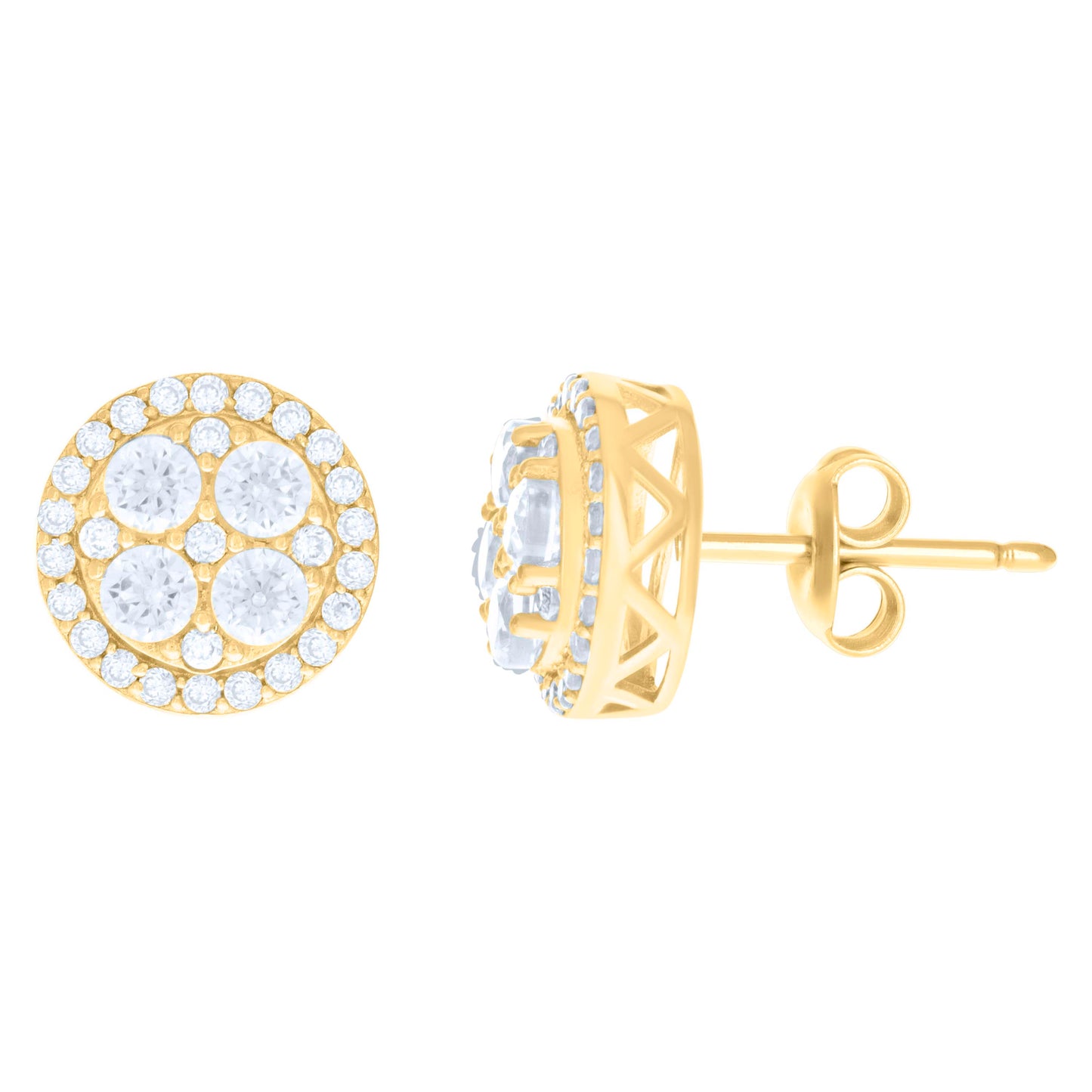 10k Yellow Gold Womens Cubic Zirconia Fashion Stud Earrings