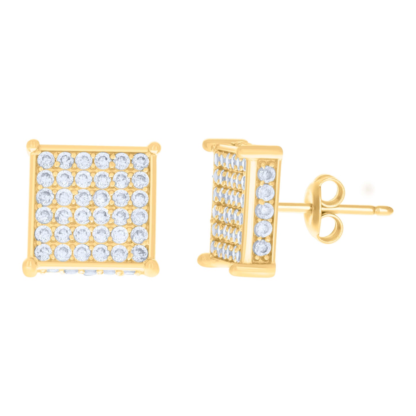 10k Yellow Gold Womens Cubic Zirconia Square Fashion Stud Earrings