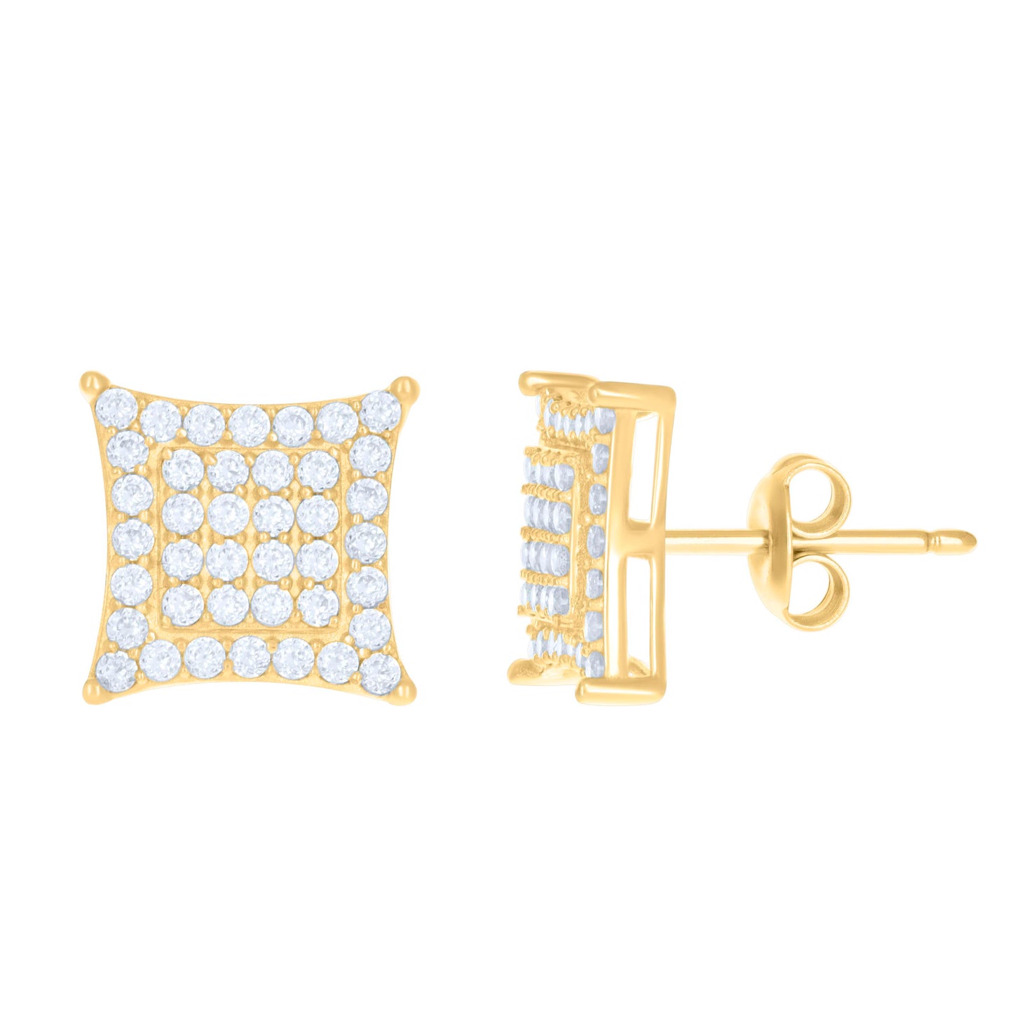 10k Yellow Gold Womens Cubic Zirconia Square Fashion Stud Earrings