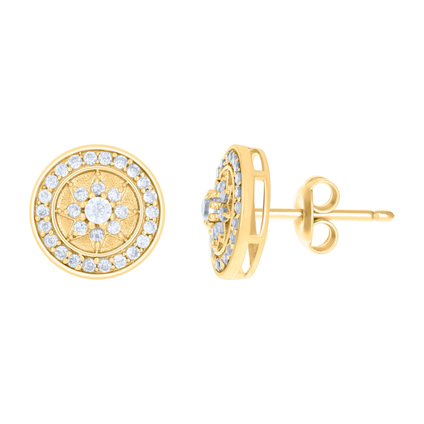 10k Yellow Gold Womens Cubic Zirconia Fashion Stud Earrings