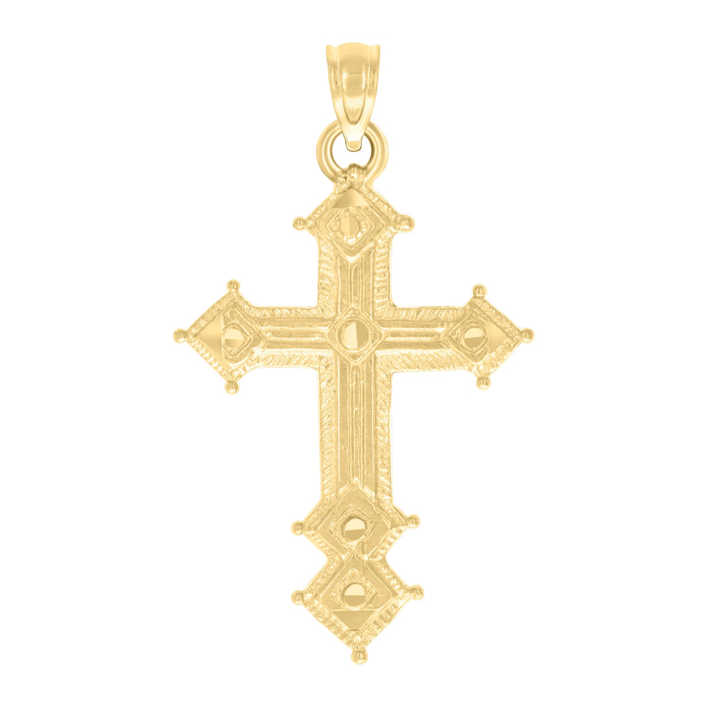 10kt Yellow Gold Mens Women Textured Cross Religious Charm Pendant
