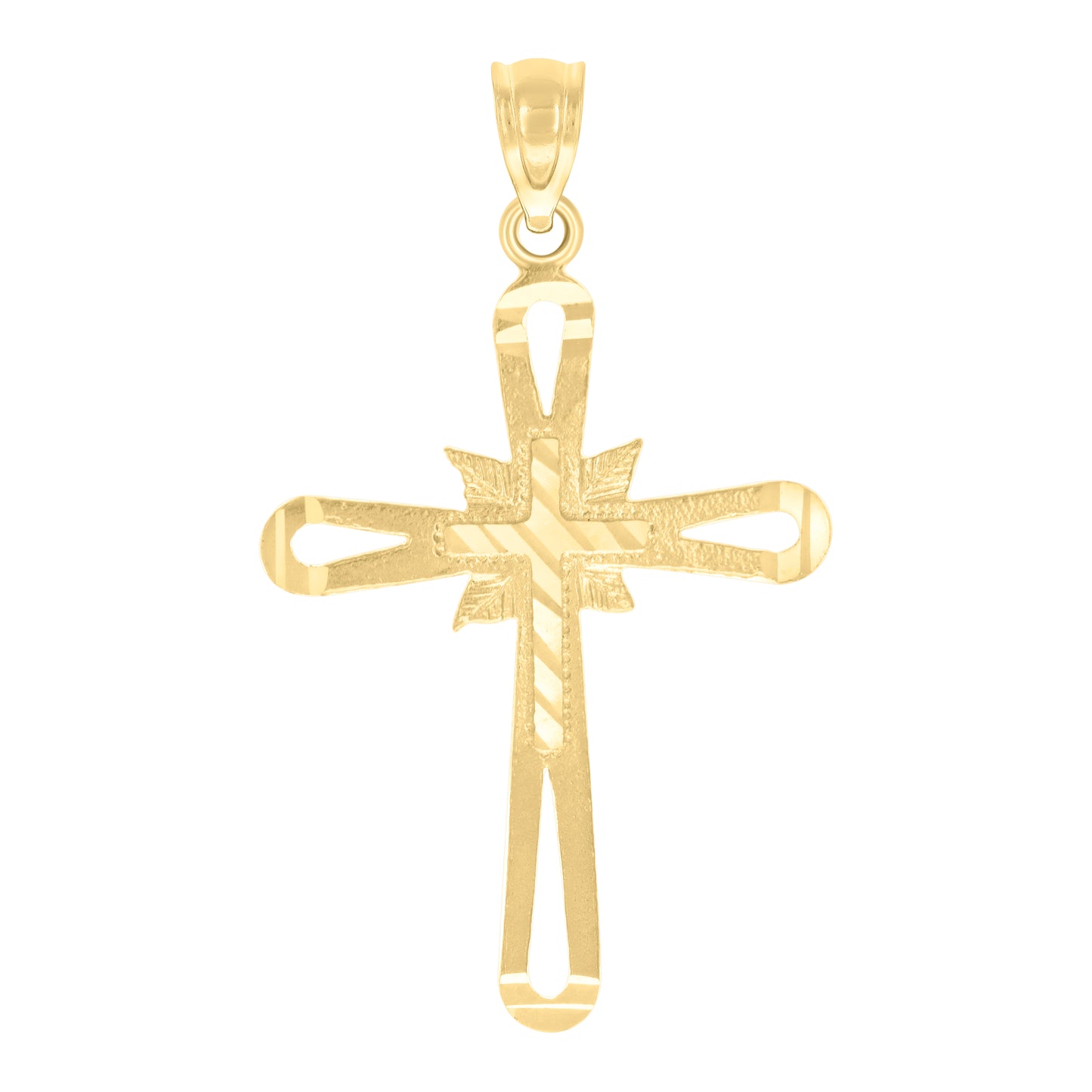 10kt Yellow Gold Mens Women Cross Religious Charm Pendant