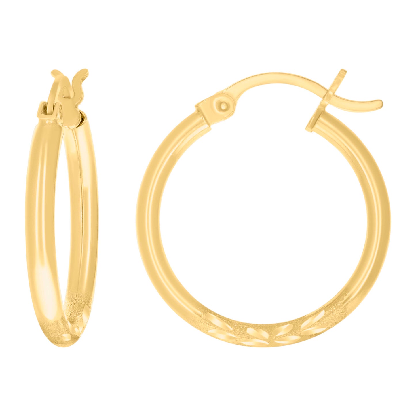 10k Yellow Gold Womens Round Tube Hoops Huggies Earrings