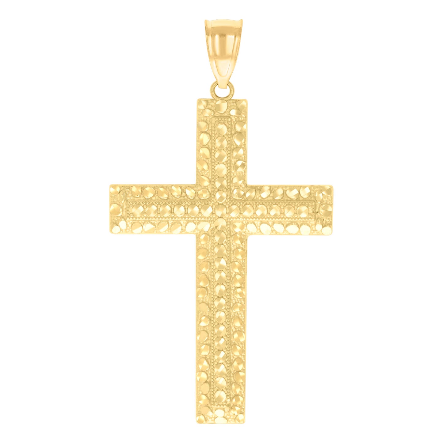 10kt Yellow Gold Unisex Nugget Cross Religious Charm Pendant