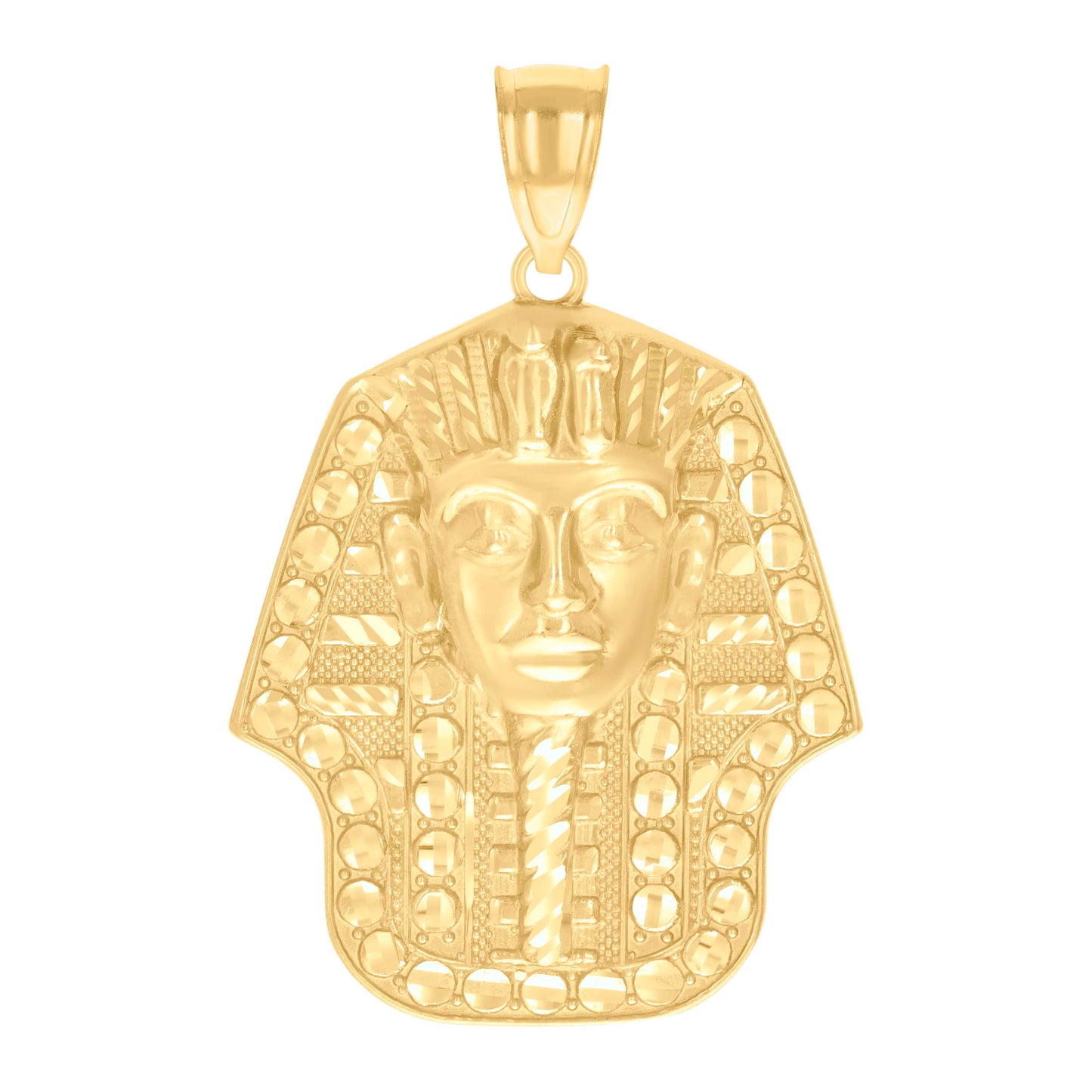 10k Yellow Gold Mens Pharaoh Egyptian Charm Pendant