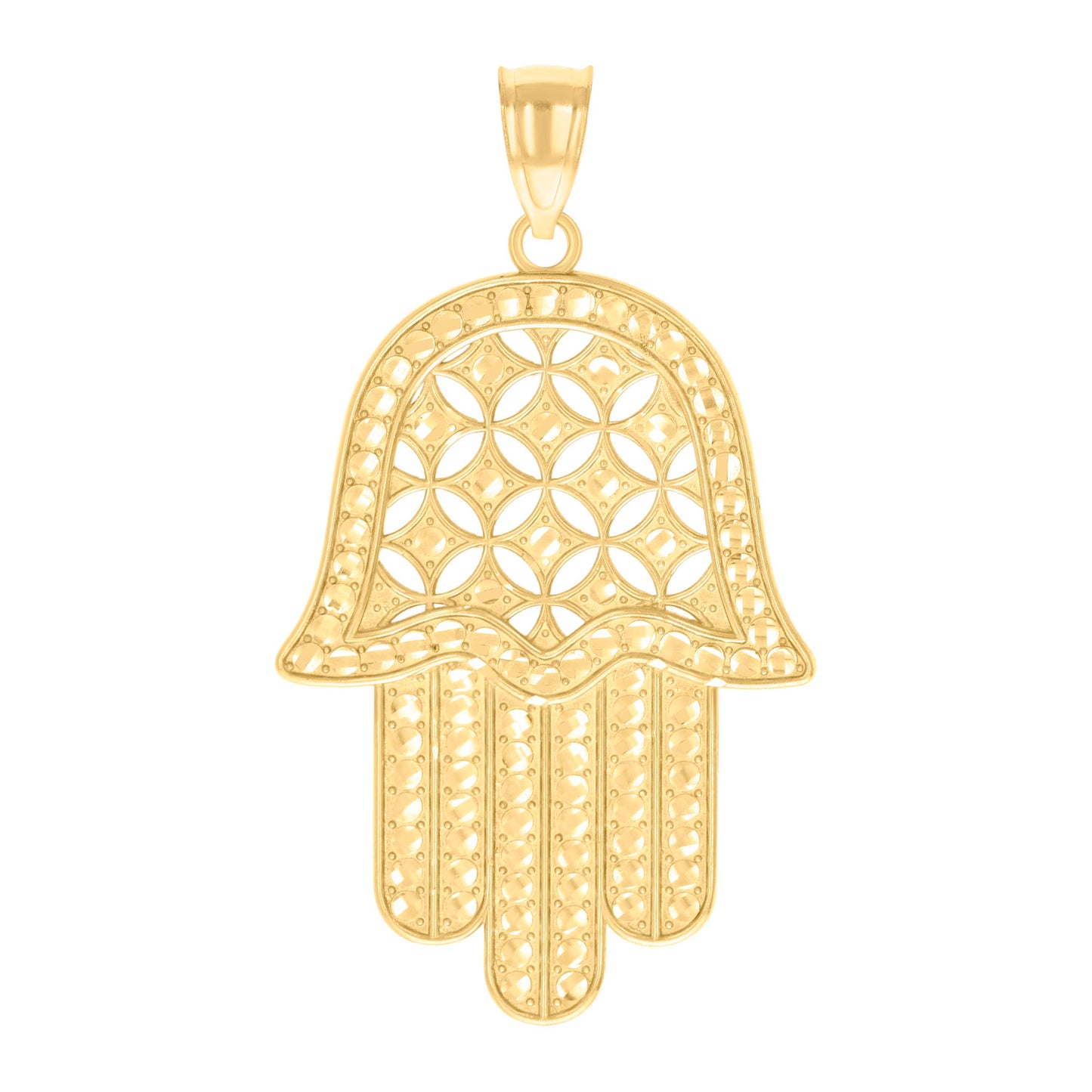 10k Yellow Gold Mens Hamsa Symbol Religious Charm Pendant