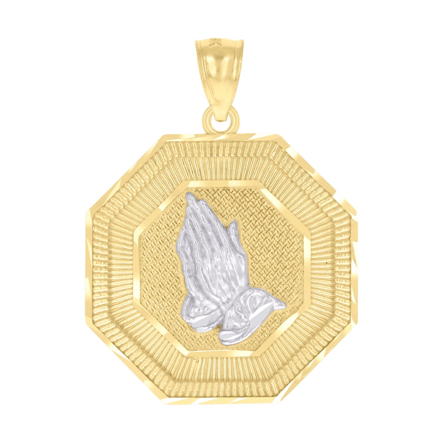 10kt Two-tone Gold Mens Praying Hands Symbol Religious Charm Pendant