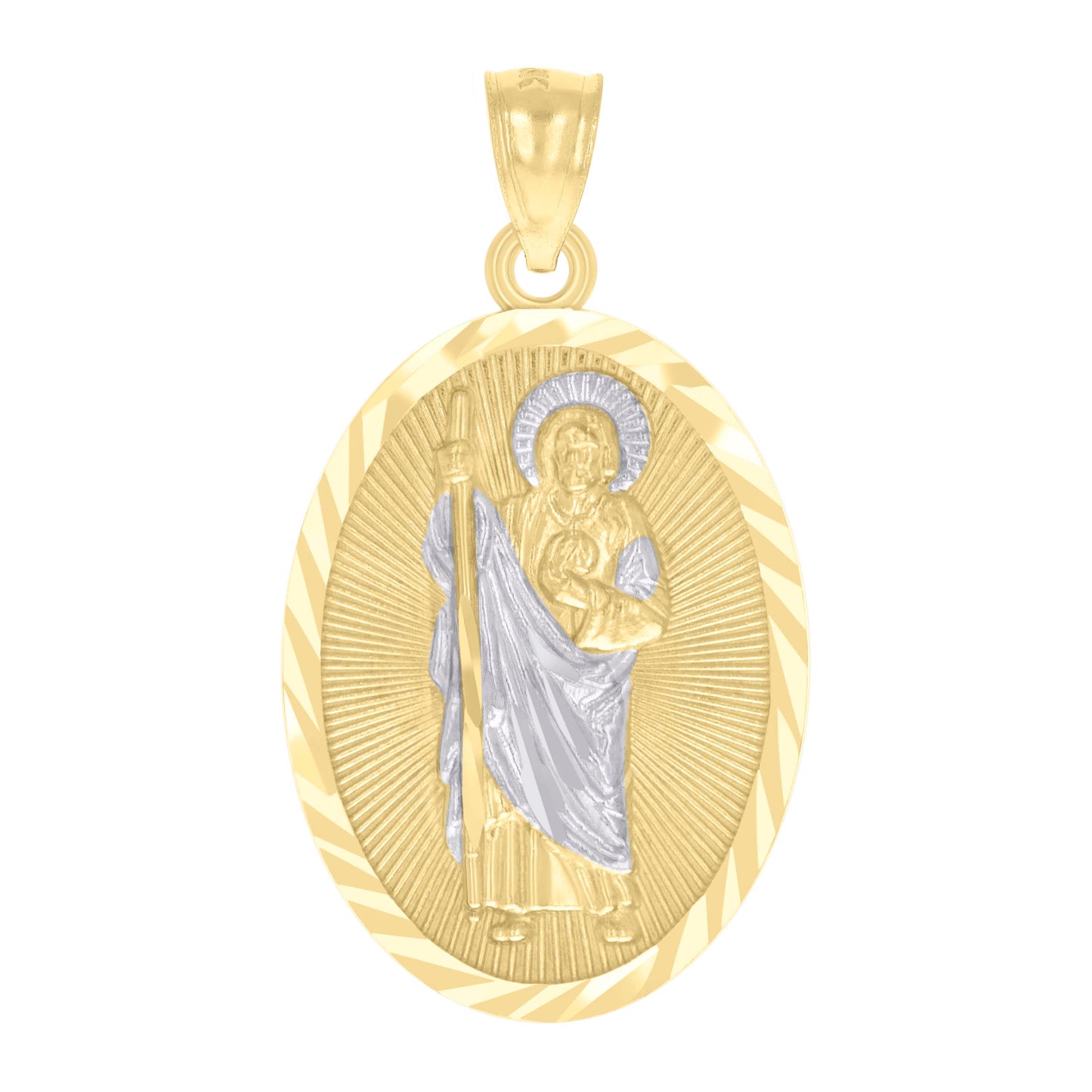 10kt Two-tone Gold Mens St. Jude Religious Charm Pendant