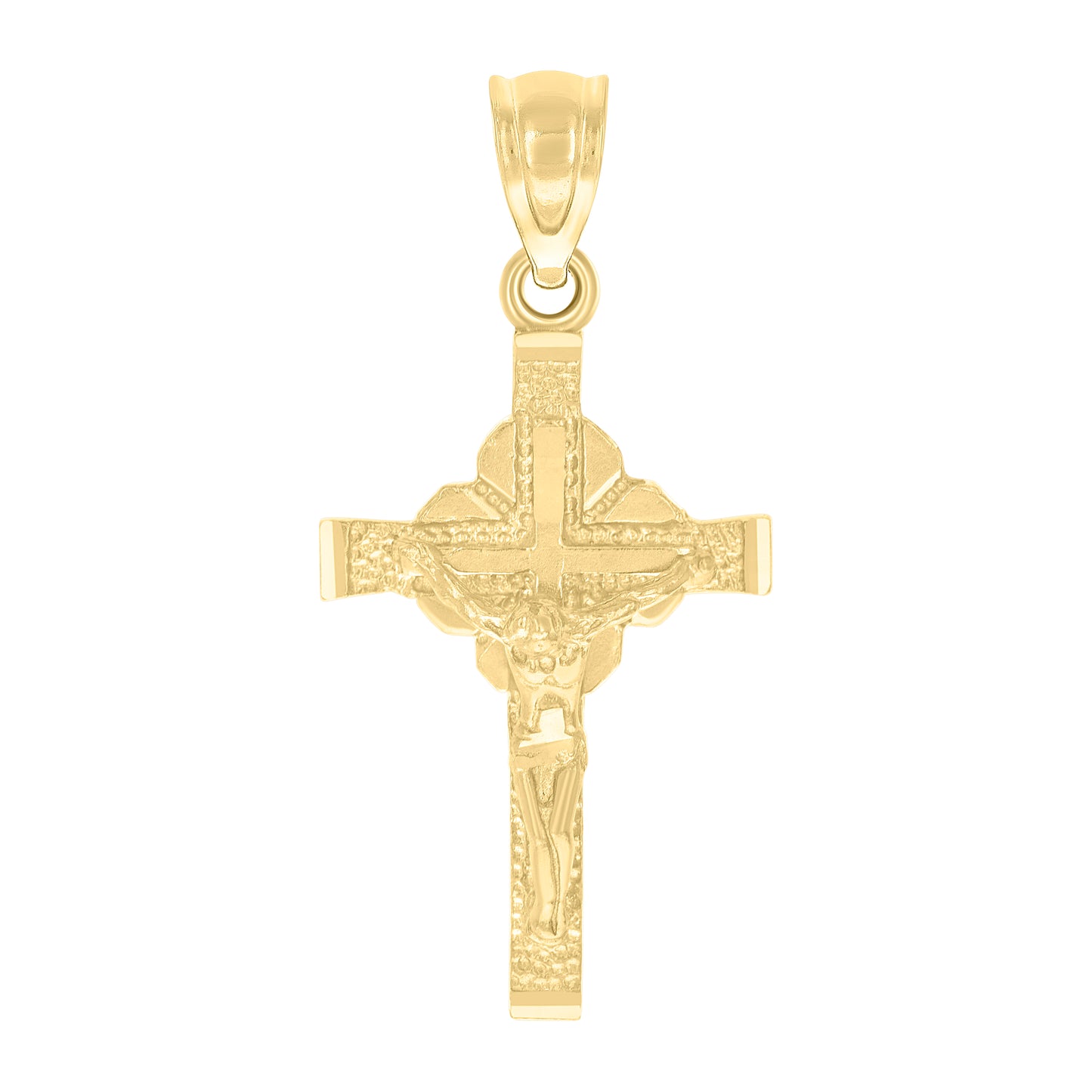 10kt Yellow Gold Womens Mens Unisex Jesus Crucifix Cross Religious Charm Pendant