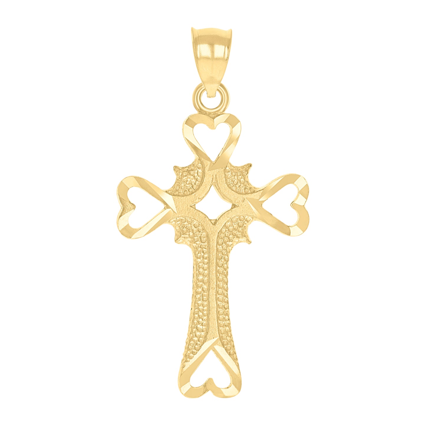 10kt Yellow Gold Womens Mens Unisex Cross Heart Charm Pendant