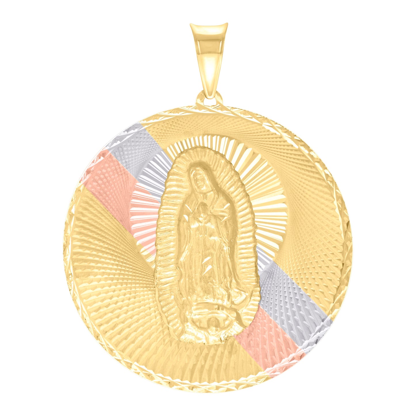 10k Tri Color Gold Mens Guadalupe Religious Charm Pendant