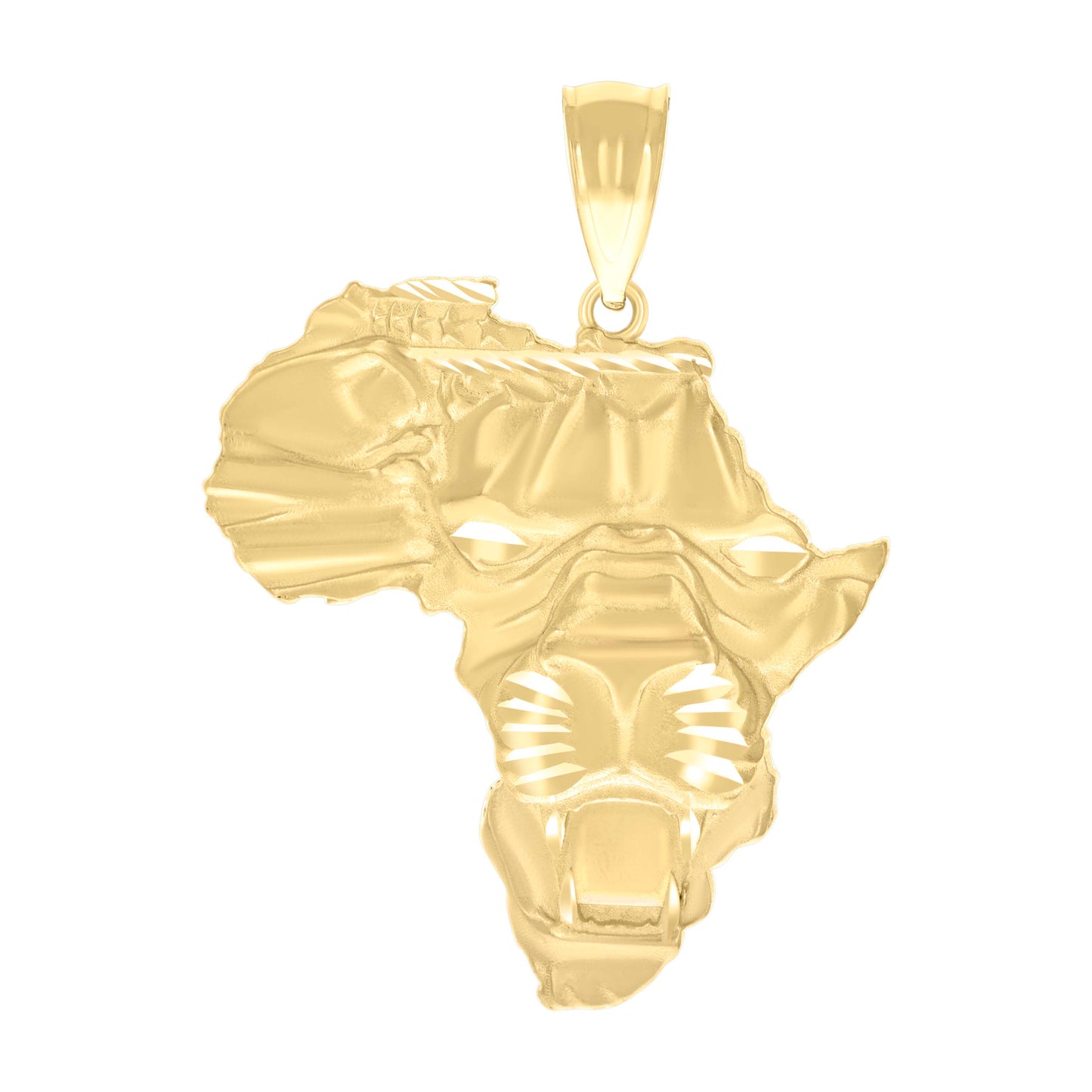 10k Yellow Gold Mens Lion Head AFRICA Country Globe Maps Charm Pendant