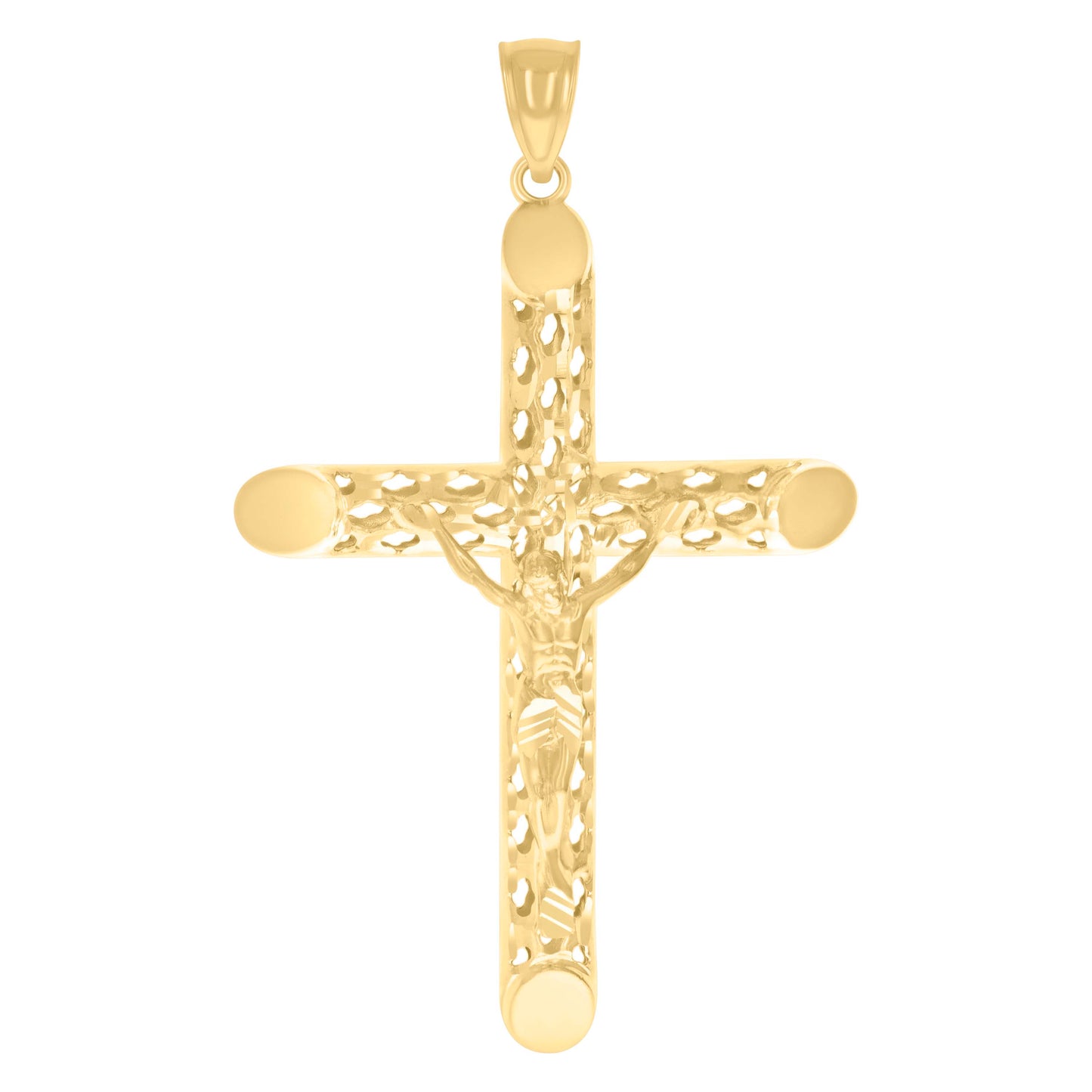 10k Yellow Gold Mens Crucifix Cross Religious Charm Pendant
