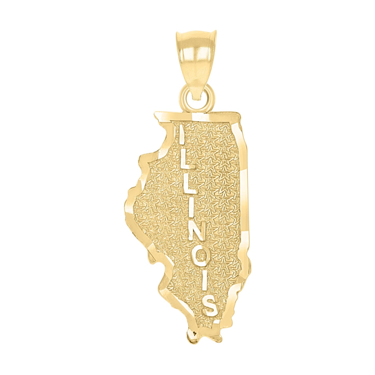 10k Yellow Gold Mens Textured Illinois State Map Charm Pendant