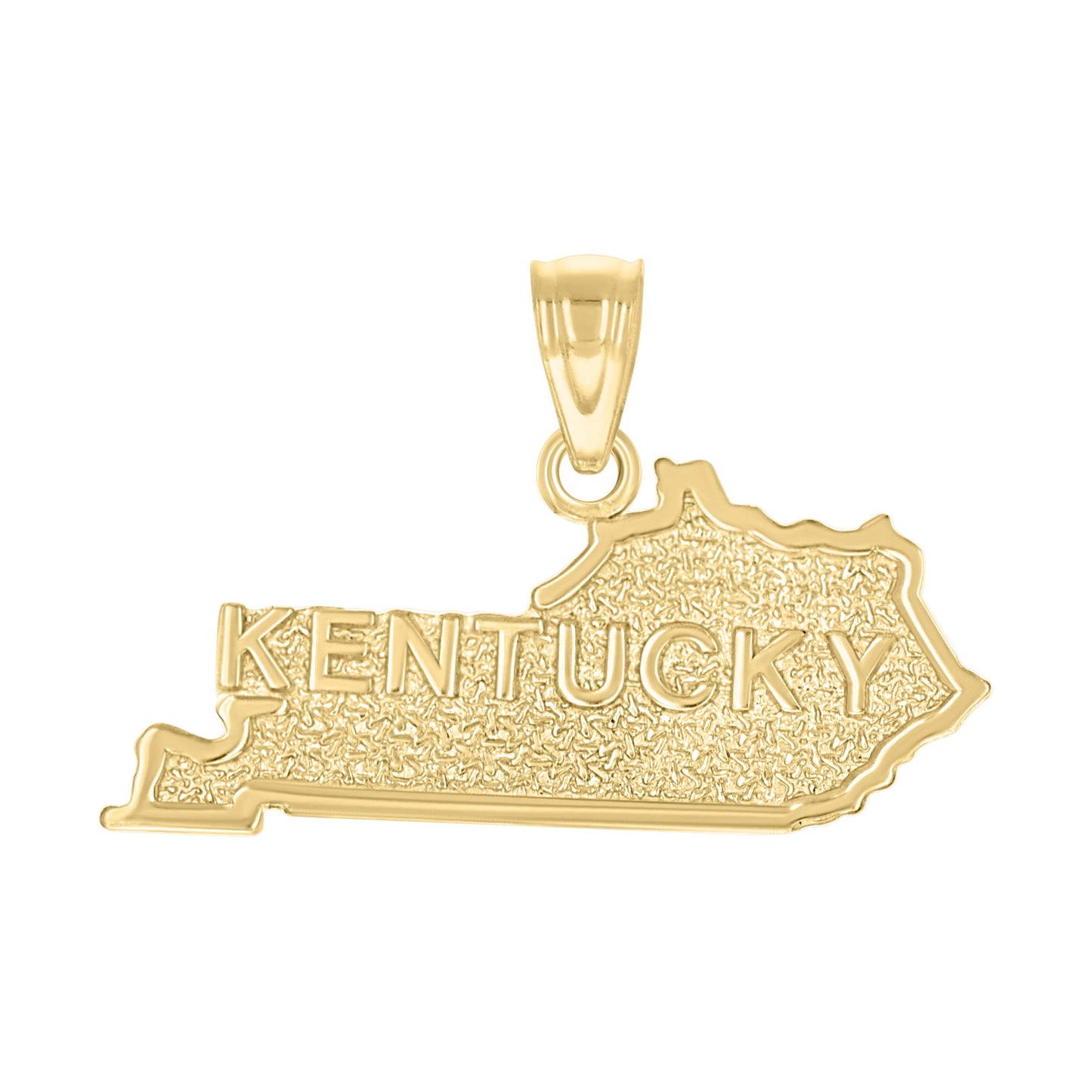 10k Yellow Gold Mens Textured Kentucky State Map Charm Pendant
