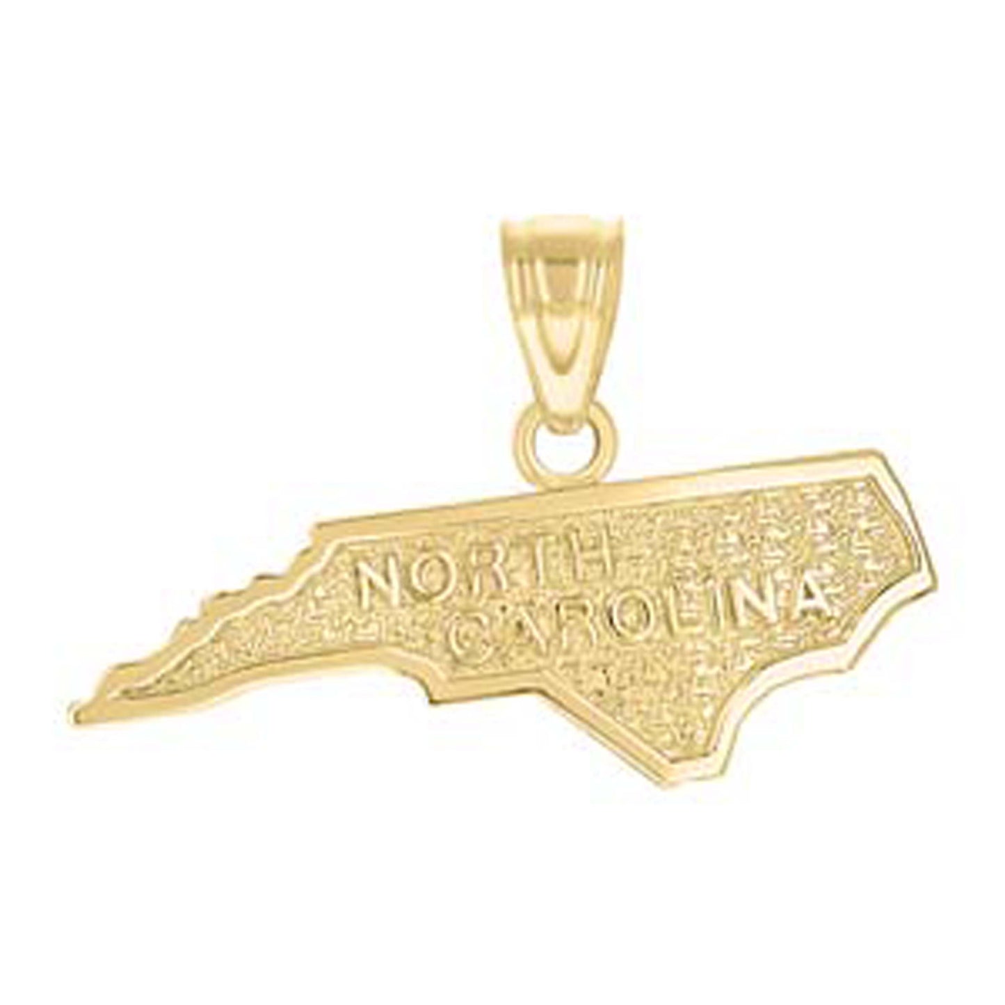 10k Yellow Gold Mens Textured North Carolina State Map Charm Pendant