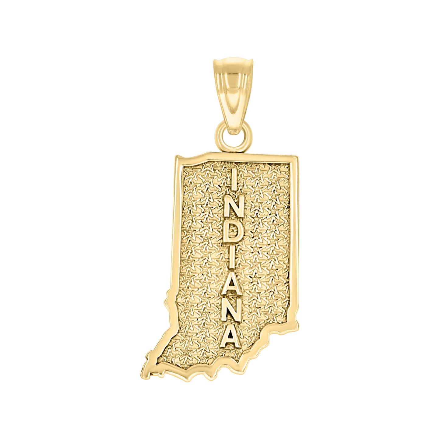 10k Yellow Gold Mens Textured Indiana State Map Charm Pendant