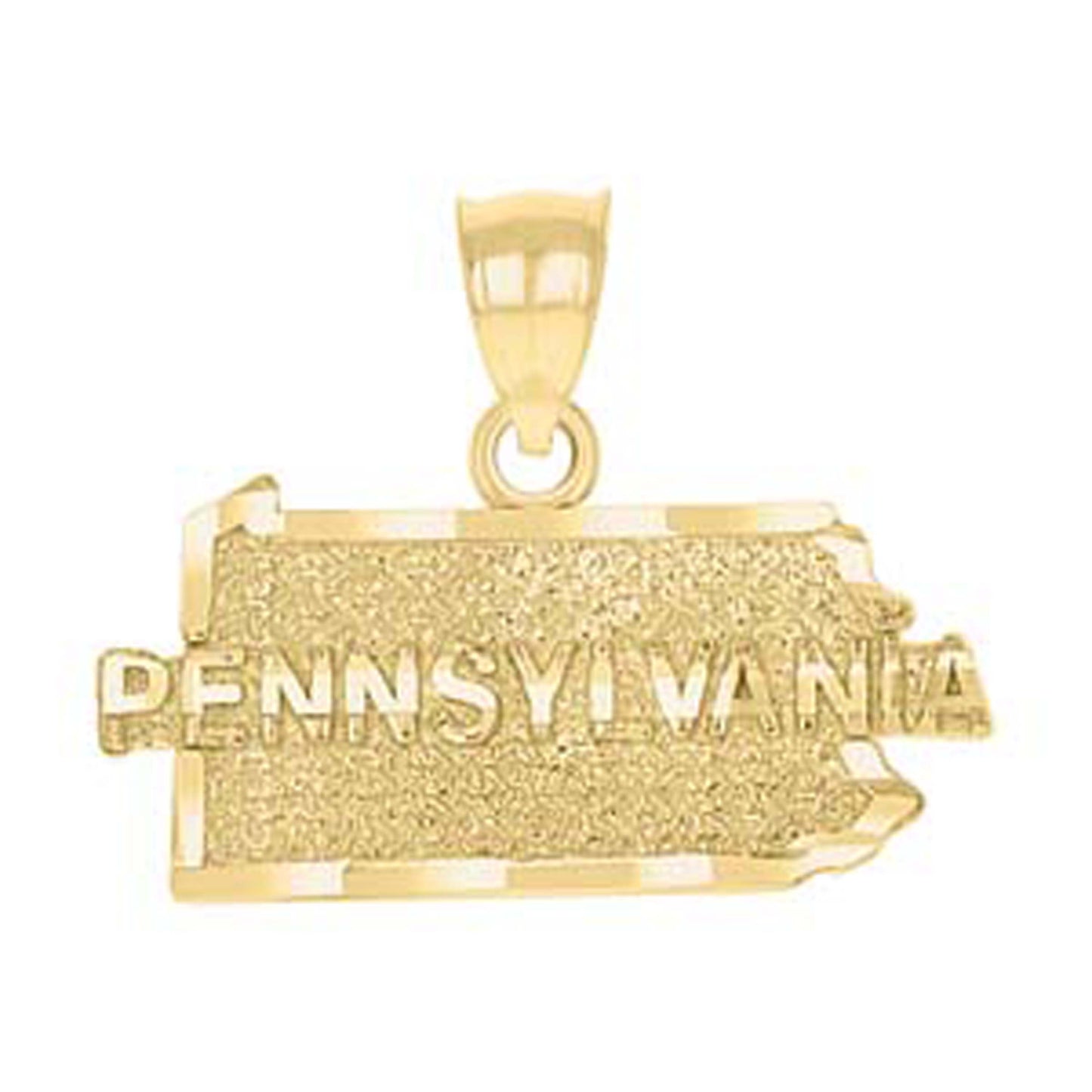 10k Yellow Gold Mens Pennsylvania State Charm Pendant