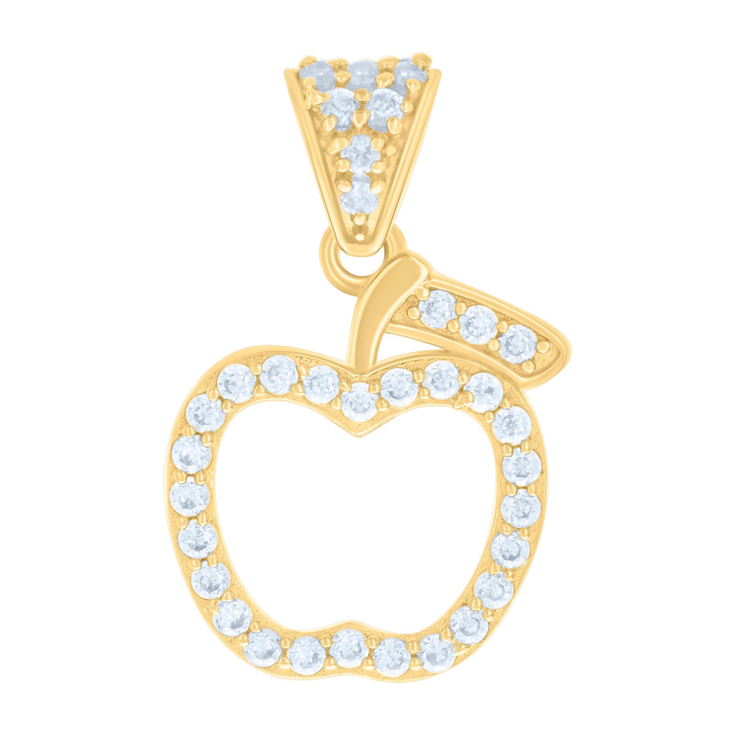 10k Yellow Gold Womens Cubic Zirconia Apple Food Fashion Charm Pendant