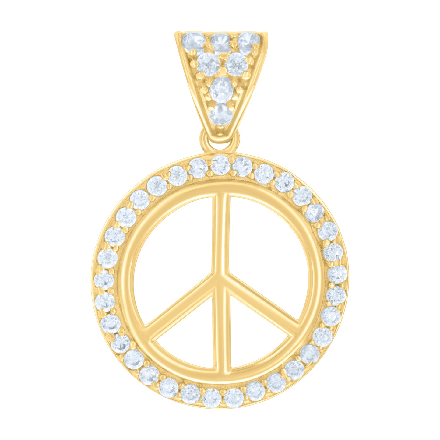 10k Yellow Gold Womens Cubic Zirconia Peace Symbol Charm Pendant