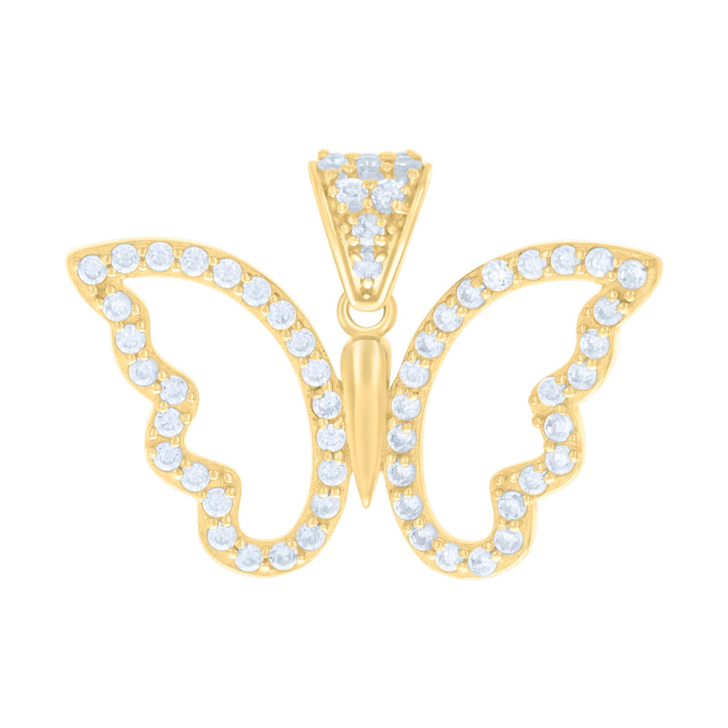 10k Yellow Gold Womens Cubic Zirconia Butterfly Fashion Charm Pendant