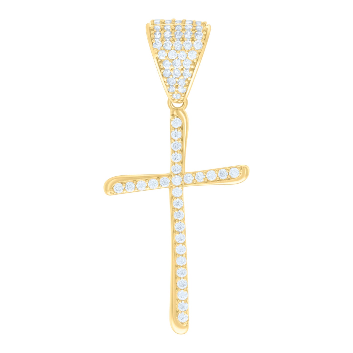 10kt Yellow Gold Womens Cubic-Zirconia Cross Religious Charm Pendant
