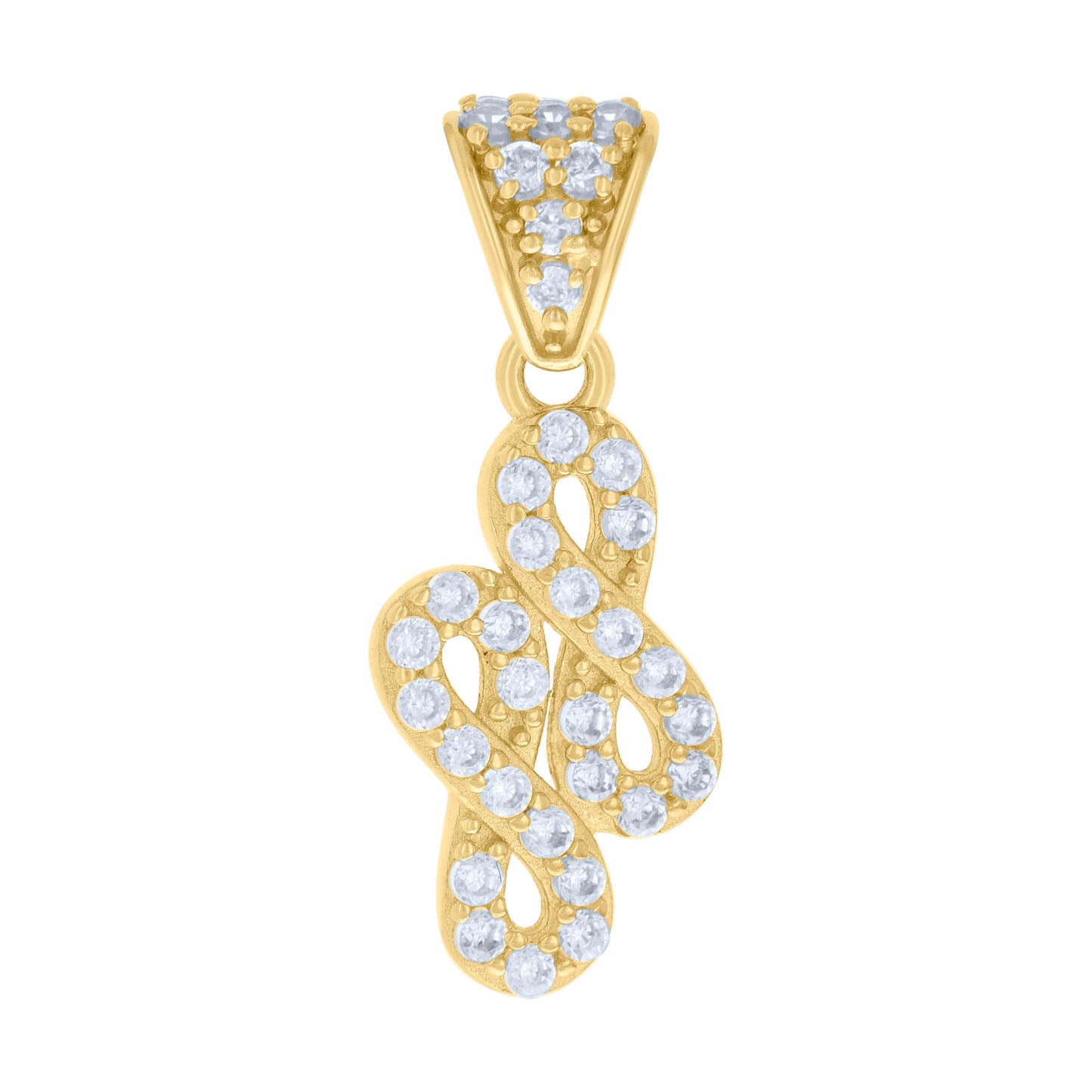 10k Yellow Gold Womens Cubic Zirconia Double Infinity Charm Pendant