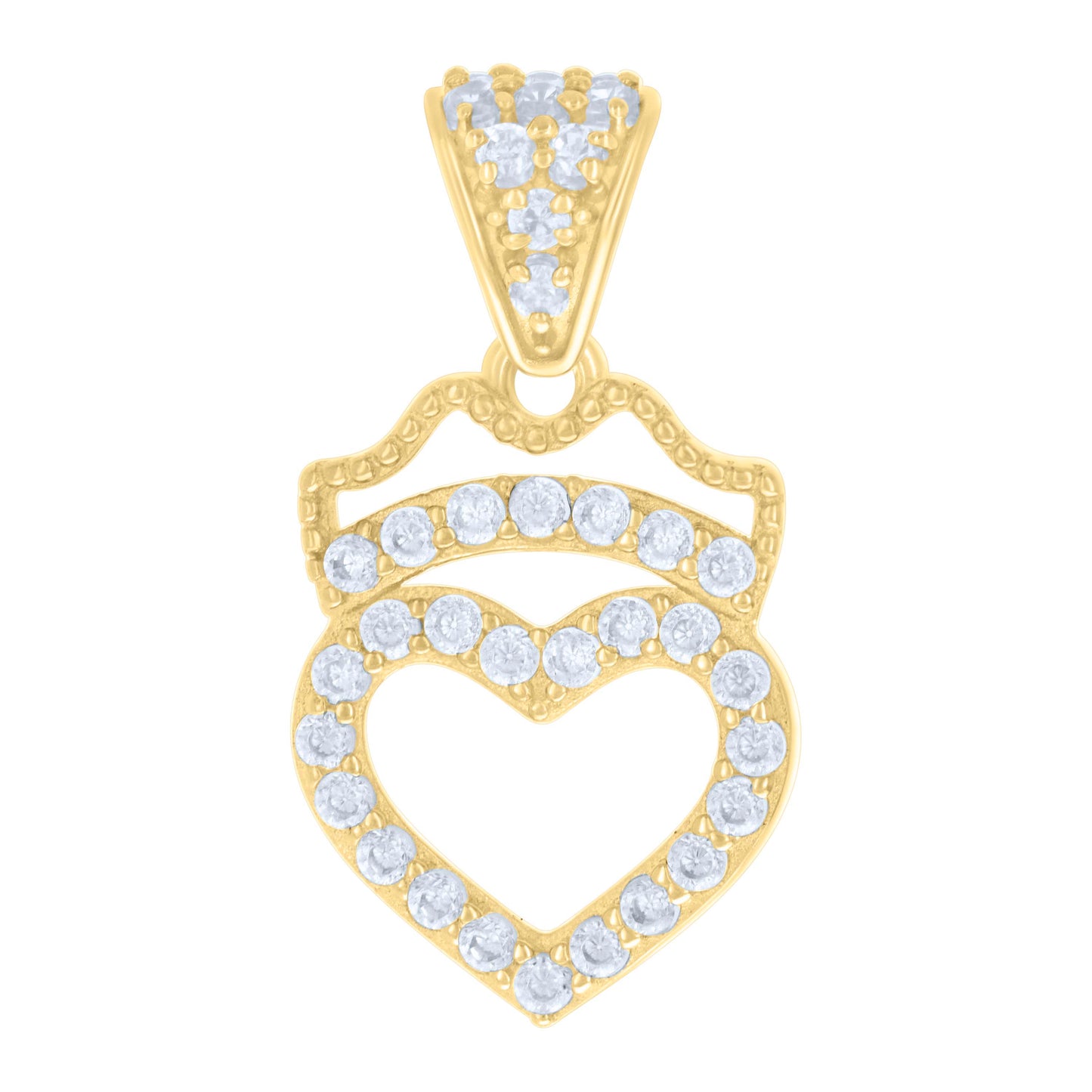 10k Yellow Gold Womens Cubic Zirconia Heart Charm Pendant