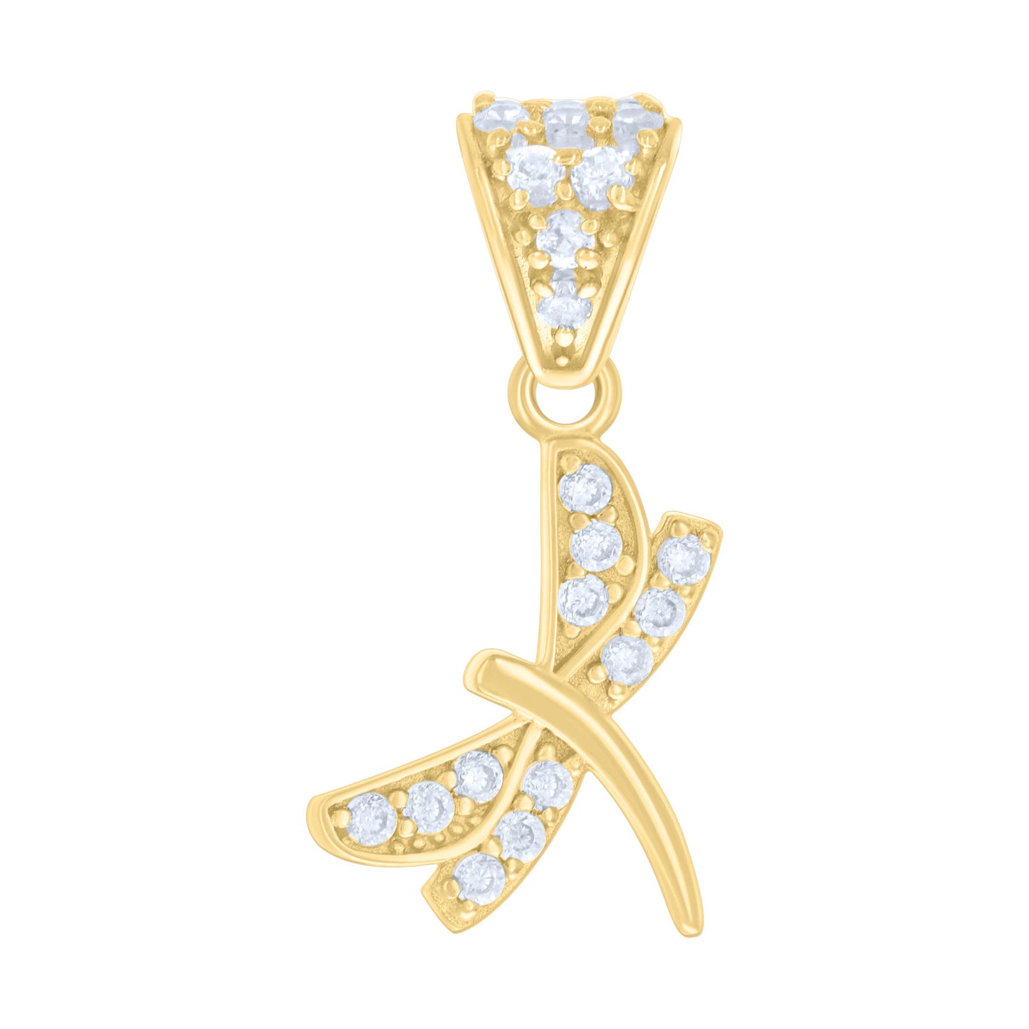 10k Yellow Gold Womens Cubic Zirconia Dragonfly Fashion Charm Pendant