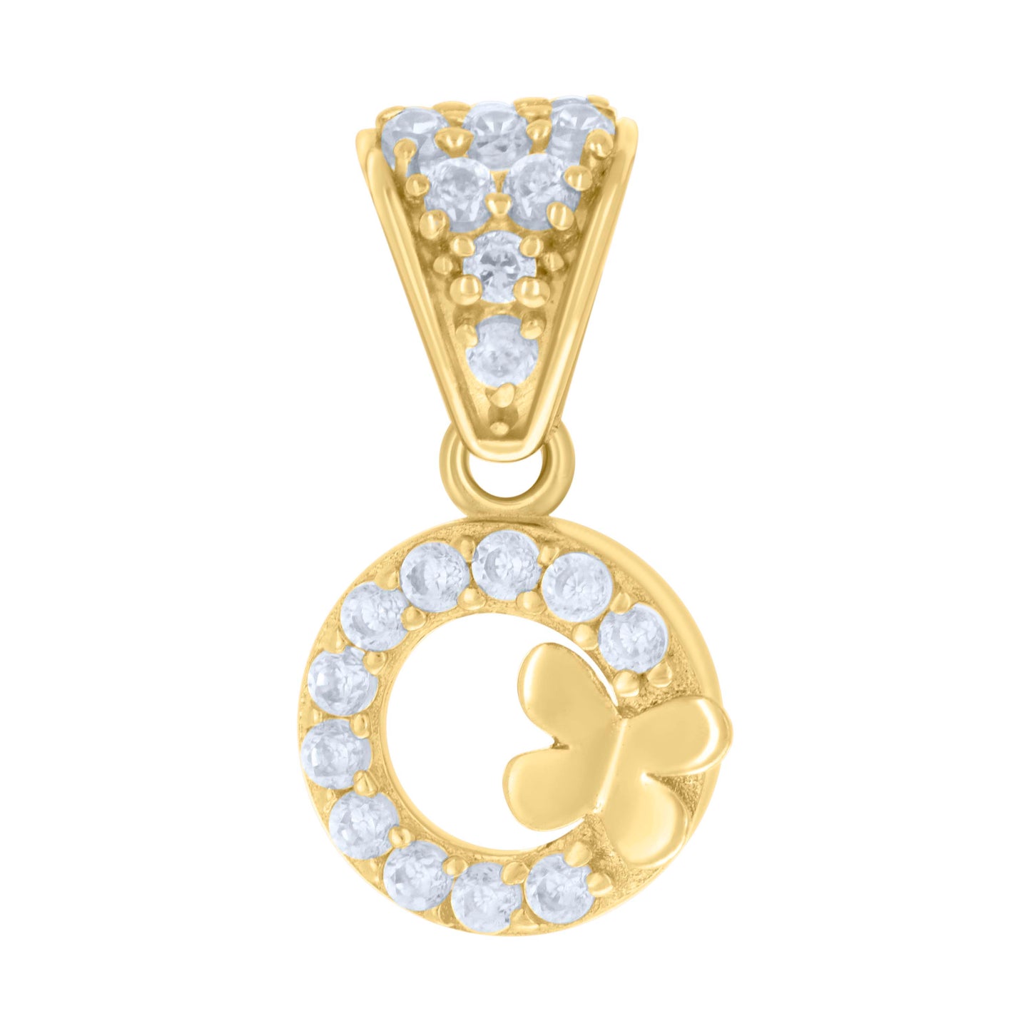 10k Yellow Gold Womens Cubic Zirconia Butterfly Fashion Charm Pendant