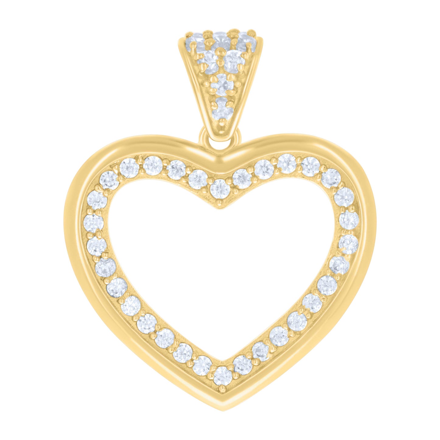 10k Yellow Gold Womens Cubic Zirconia Heart Charm Pendant