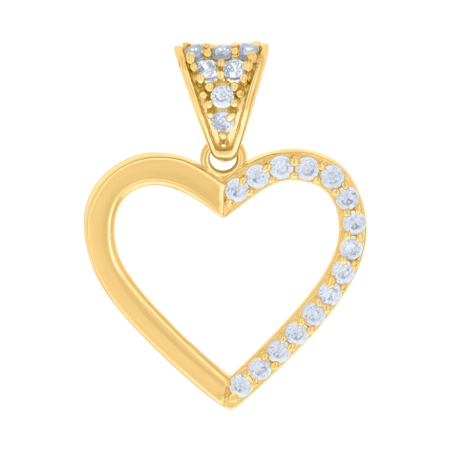 10k Yellow Gold Womens Cubic Zirconia Open Heart Charm Pendant