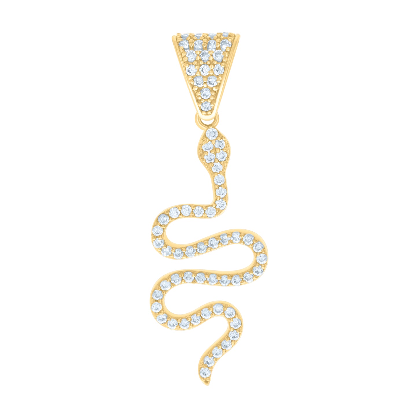 10k Yellow Gold Womens Cubic Zirconia Snake Reptiles Wildlife Charm Pendant